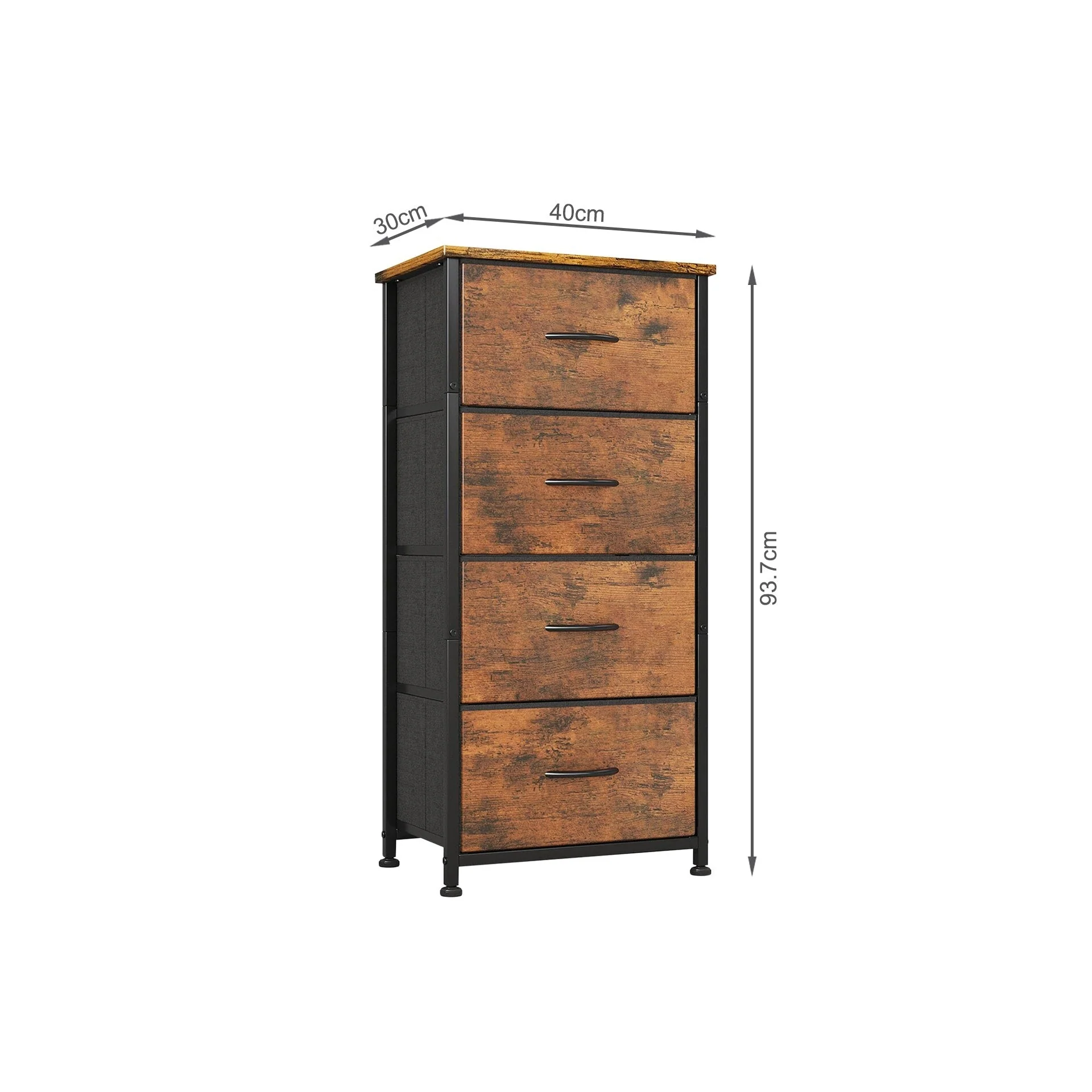 Hailey 4 Drawers Tallboy - Rustic Brown - Image 6