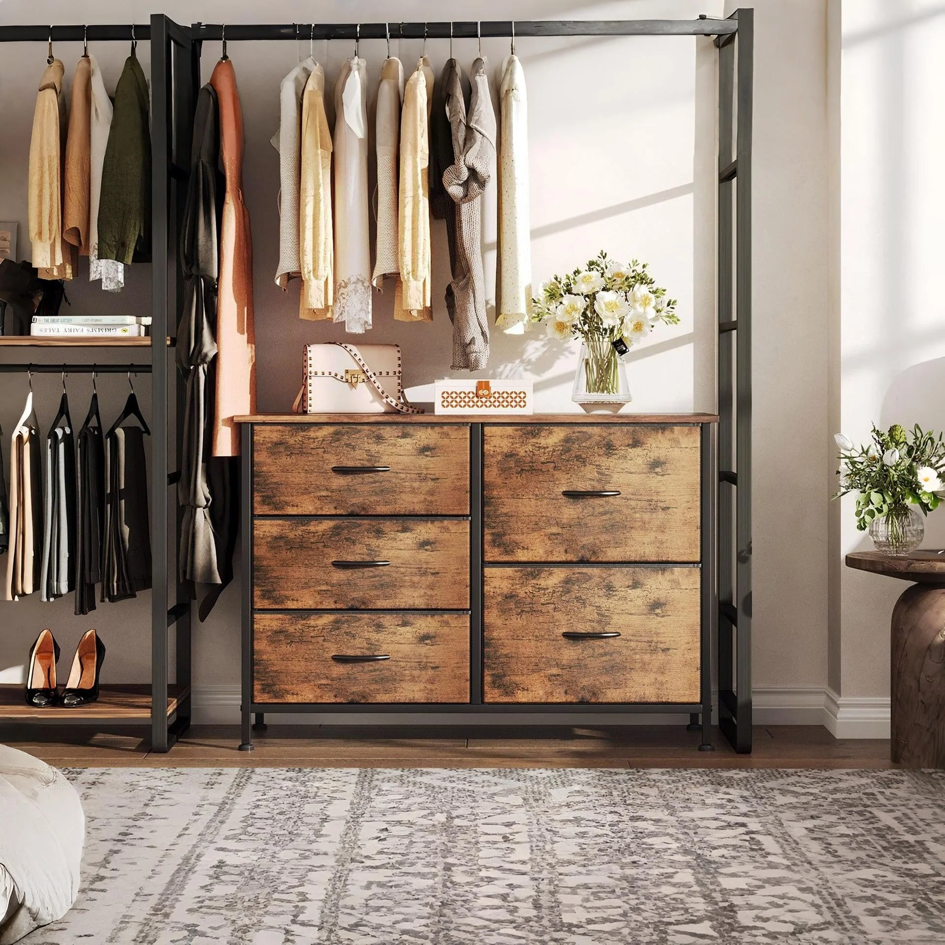 Hailey 5 Drawers Lowboy - Rustic Brown - Image 3