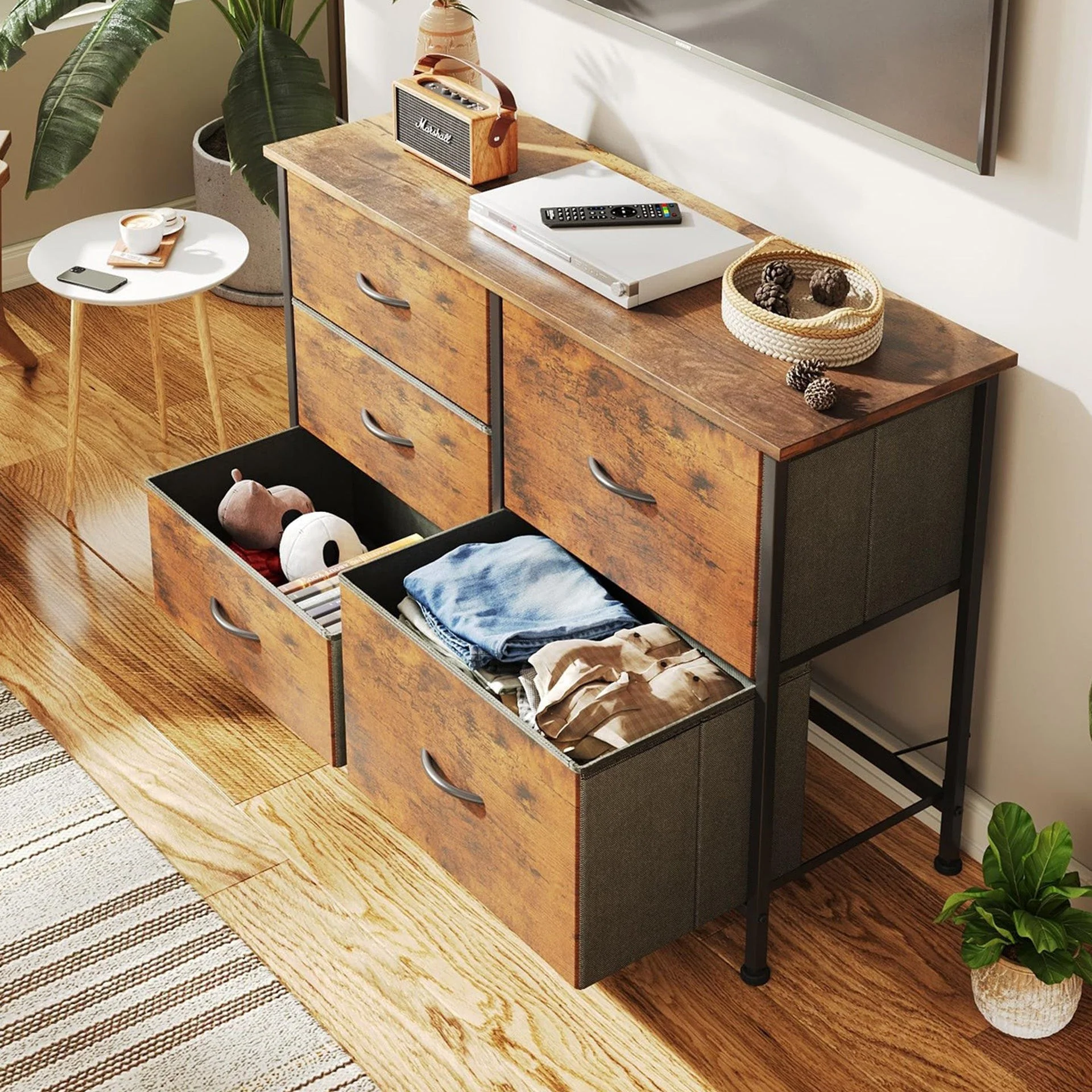 Hailey 5 Drawers Lowboy - Rustic Brown - Image 4