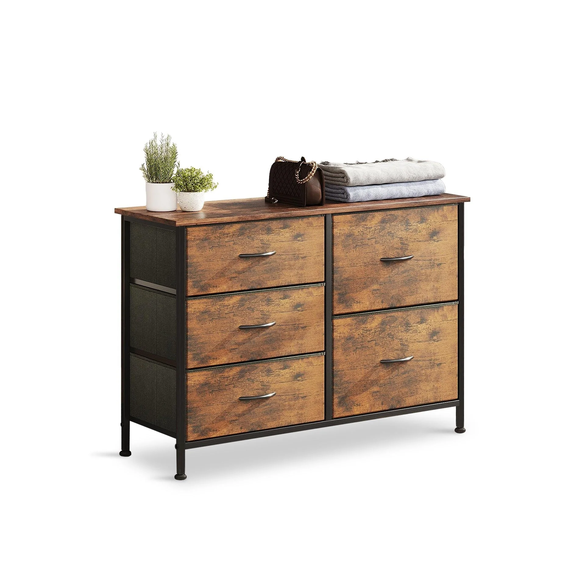 Hailey 5 Drawers Lowboy - Rustic Brown - Image 5