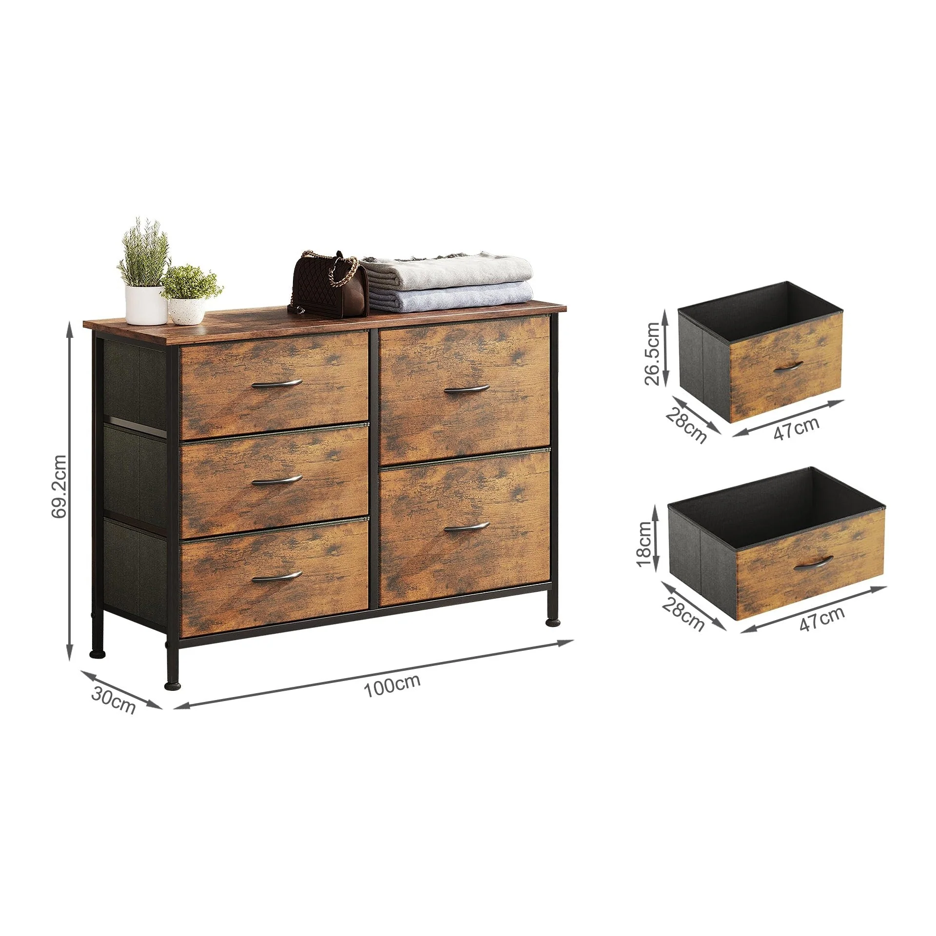 Hailey 5 Drawers Lowboy - Rustic Brown - Image 7