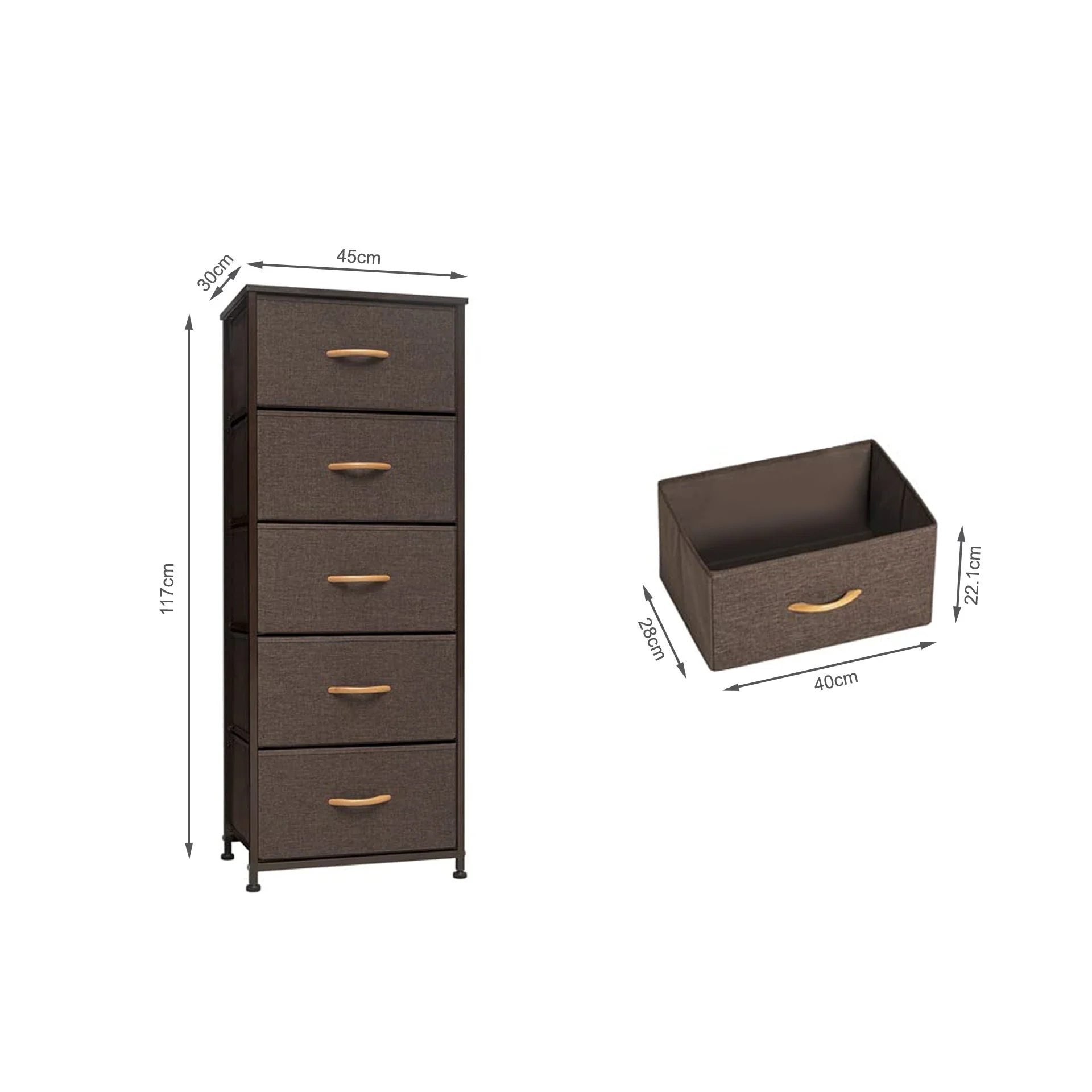 Hailey 5 Drawers Tallboy - Brown - Image 7
