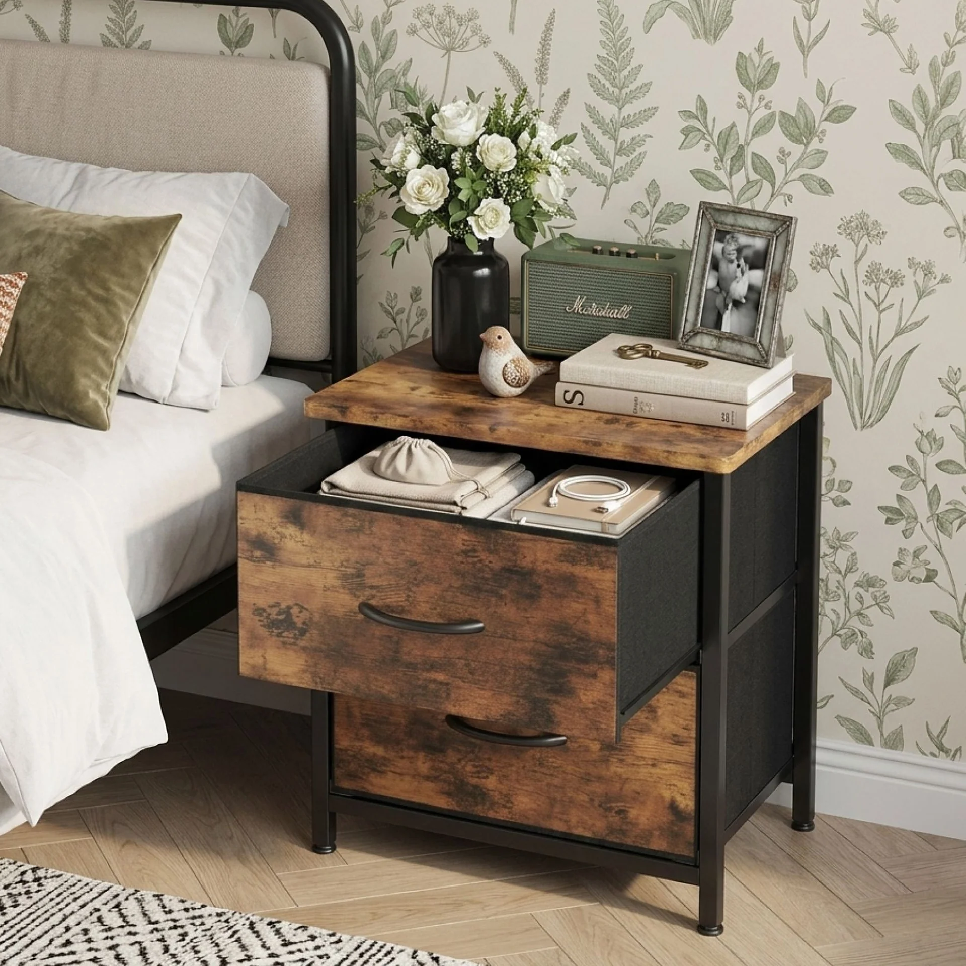 Hailey Bedside Table - Rustic Brown - Image 2