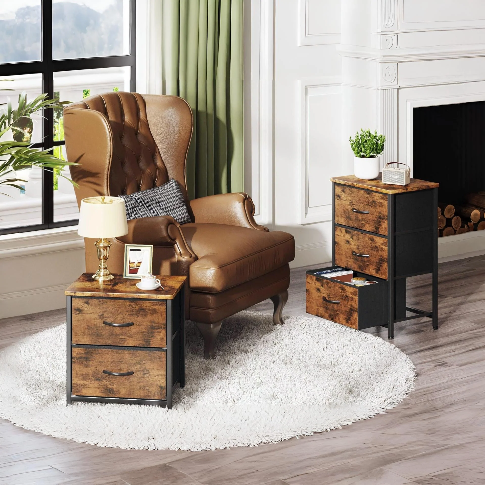 Hailey Bedside Table - Rustic Brown - Image 3