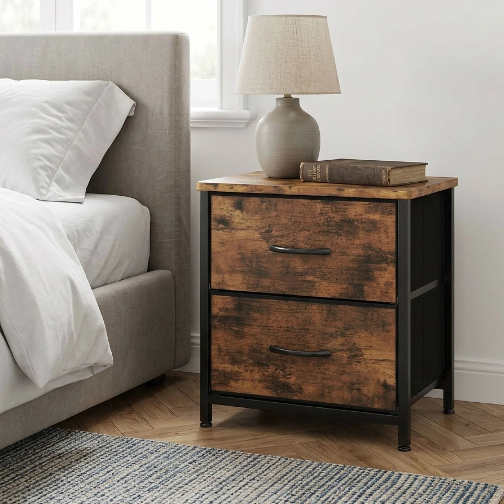Hailey Bedside Table - Rustic Brown - Image 5