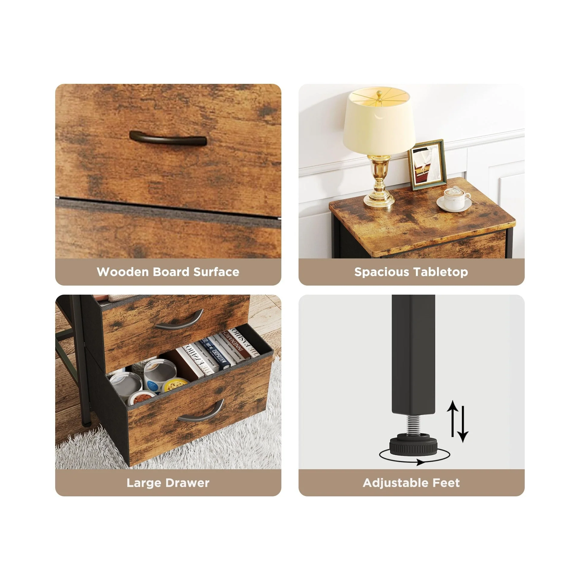 Hailey Bedside Table - Rustic Brown - Image 6
