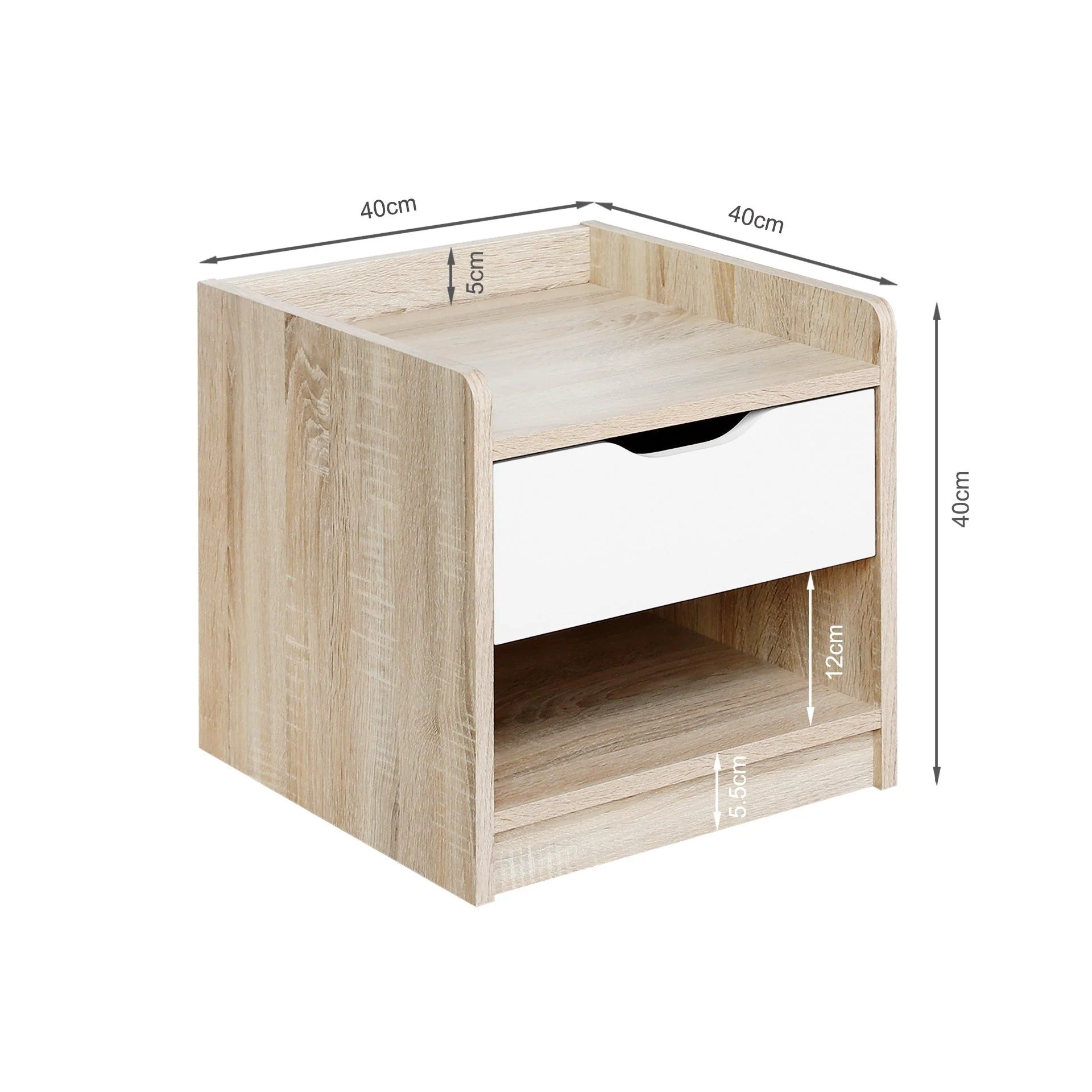 Haley Bedside Table - Oak + White - Image 10