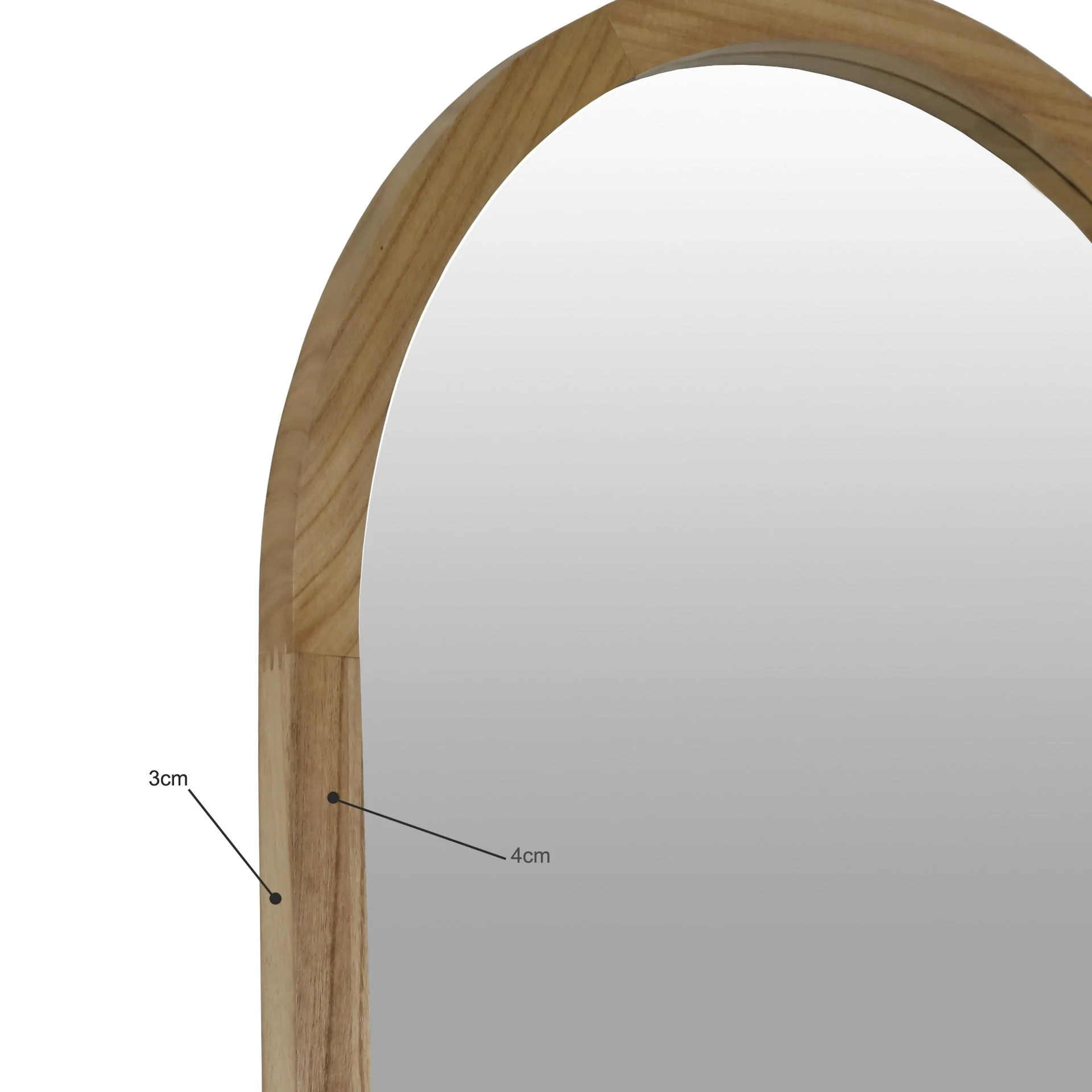 Halo Arched Full Length Mirror 180cm - Light Wood - Image 12