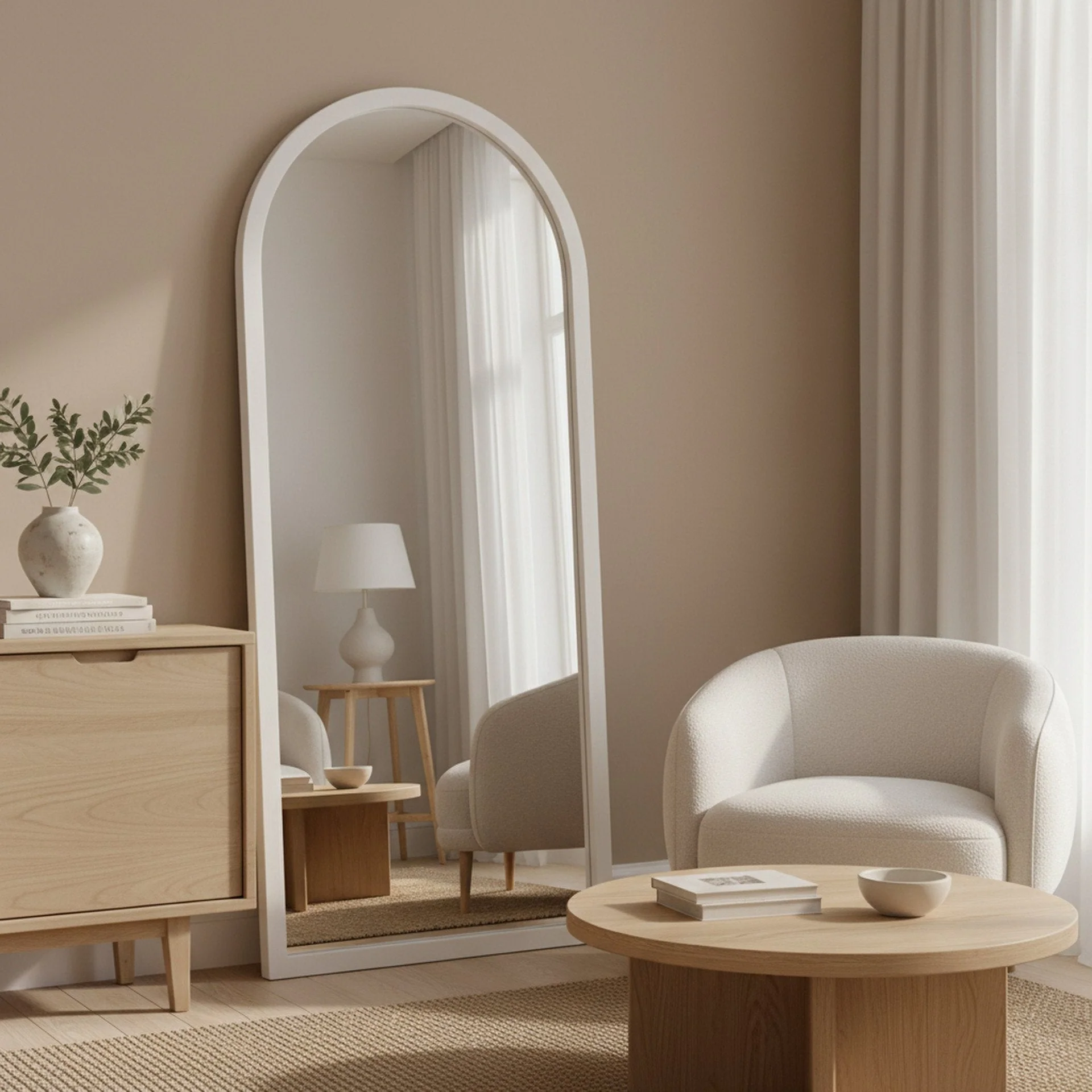 Halo Arched Full Length Mirror 180cm - White - Image 3