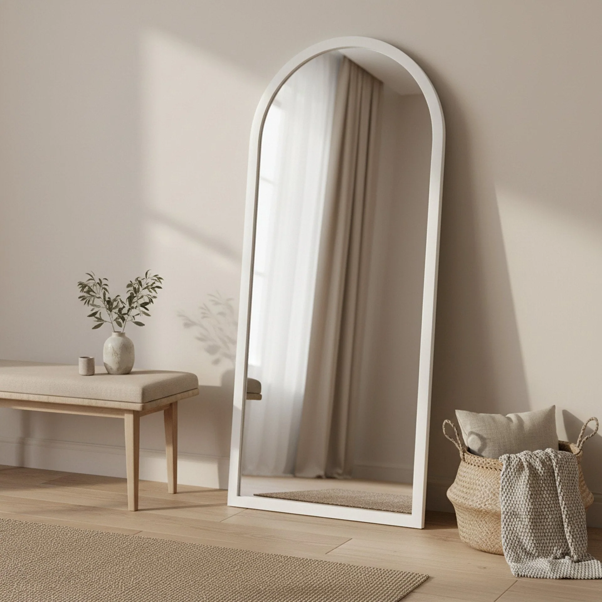 Halo Arched Full Length Mirror 180cm - White - Image 4