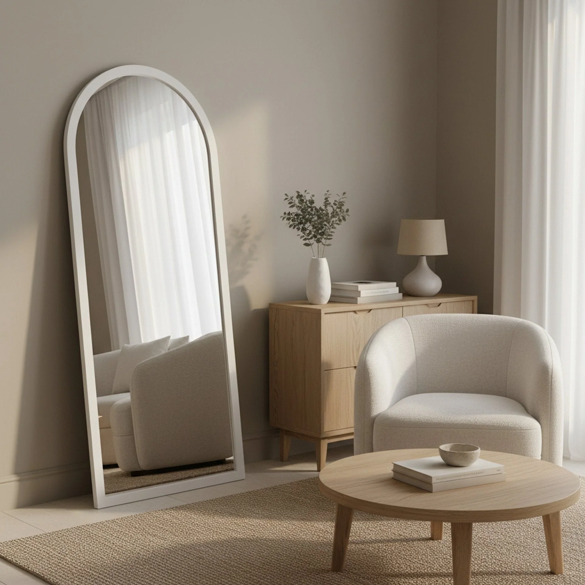 Halo Arched Full Length Mirror 180cm - White - Image 5