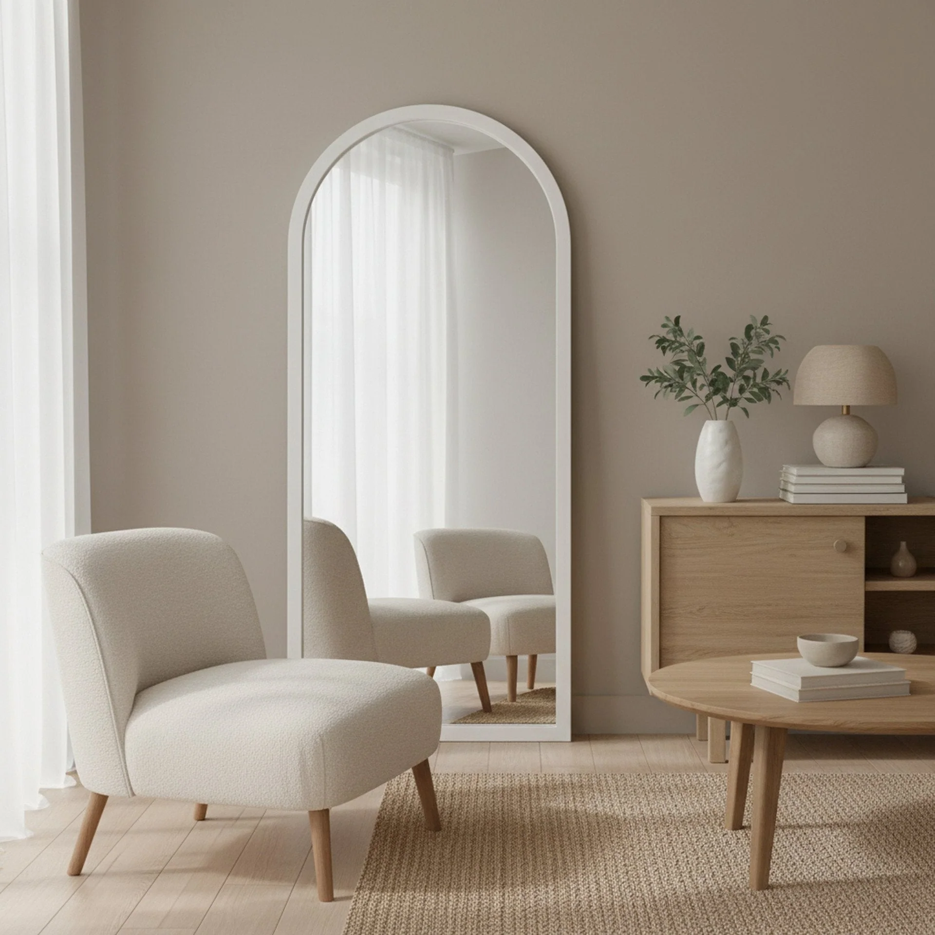 Halo Arched Full Length Mirror 180cm - White - Image 6