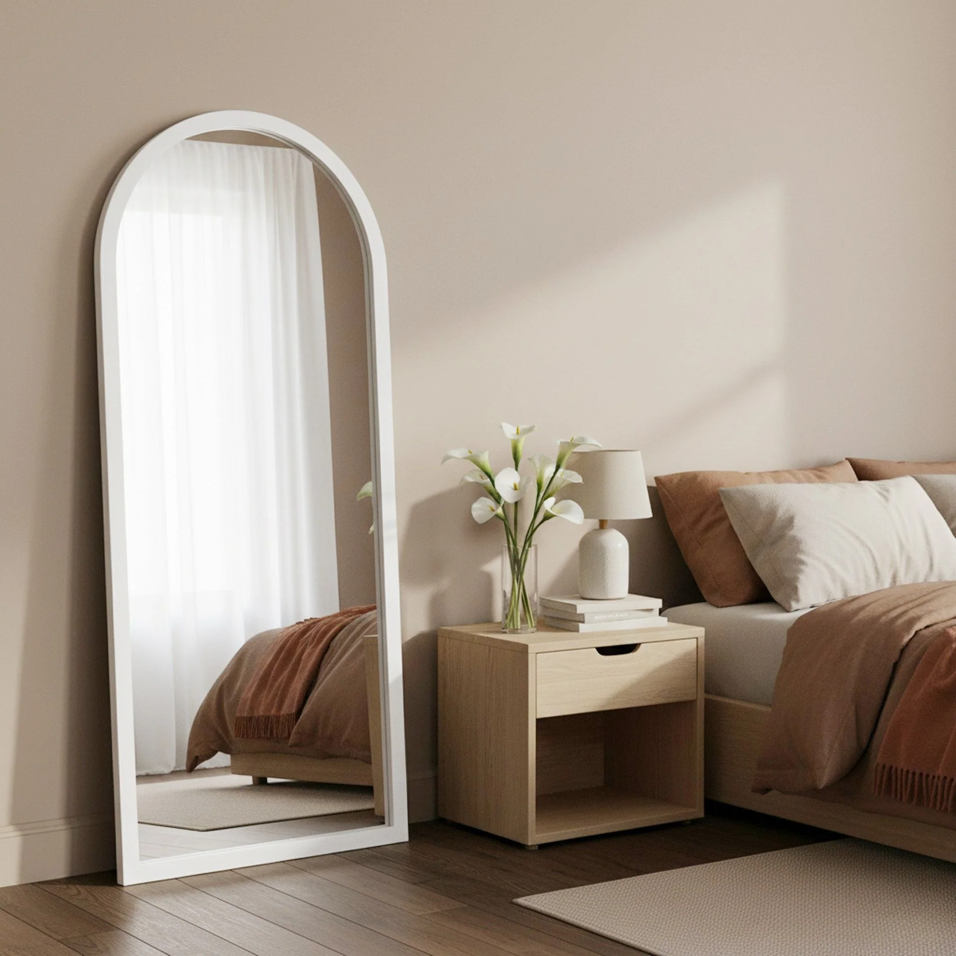 Halo Arched Full Length Mirror 180cm - White - Image 7