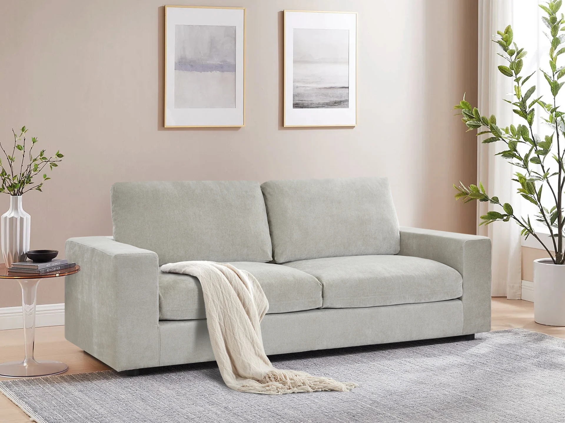 Hamden 3 Seater Sofa - Light Grey - Image 2
