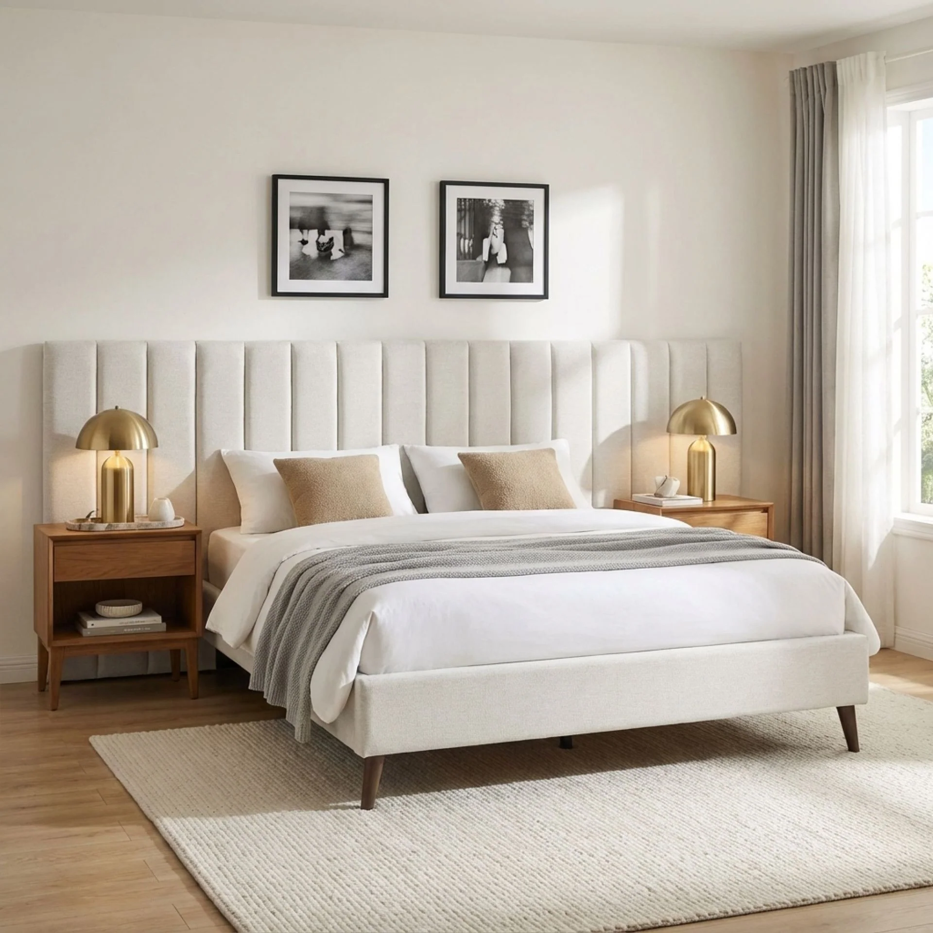 Hamilton Queen Bed Frame - Oat White