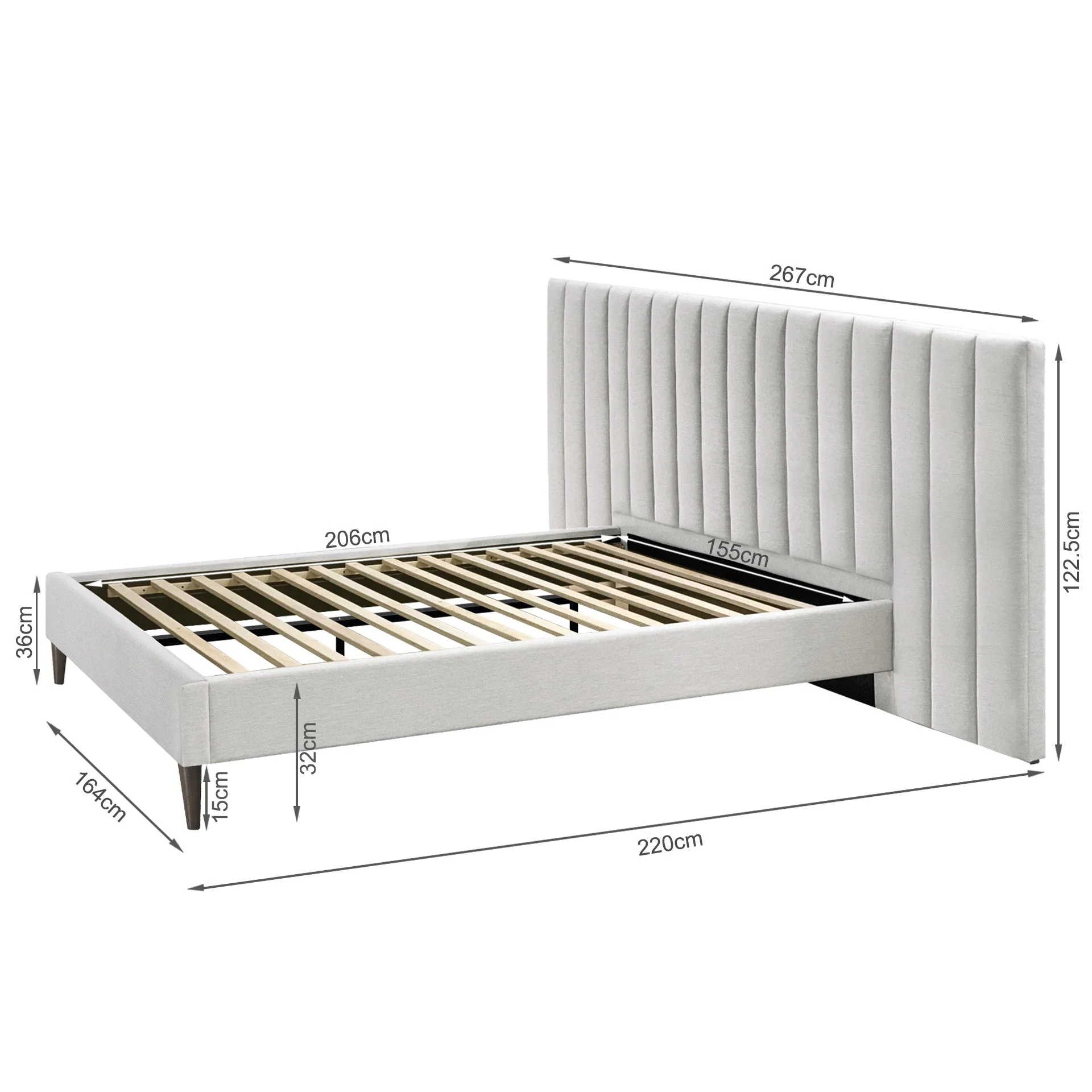 Hamilton Queen Bed Frame - Oat White - Image 11