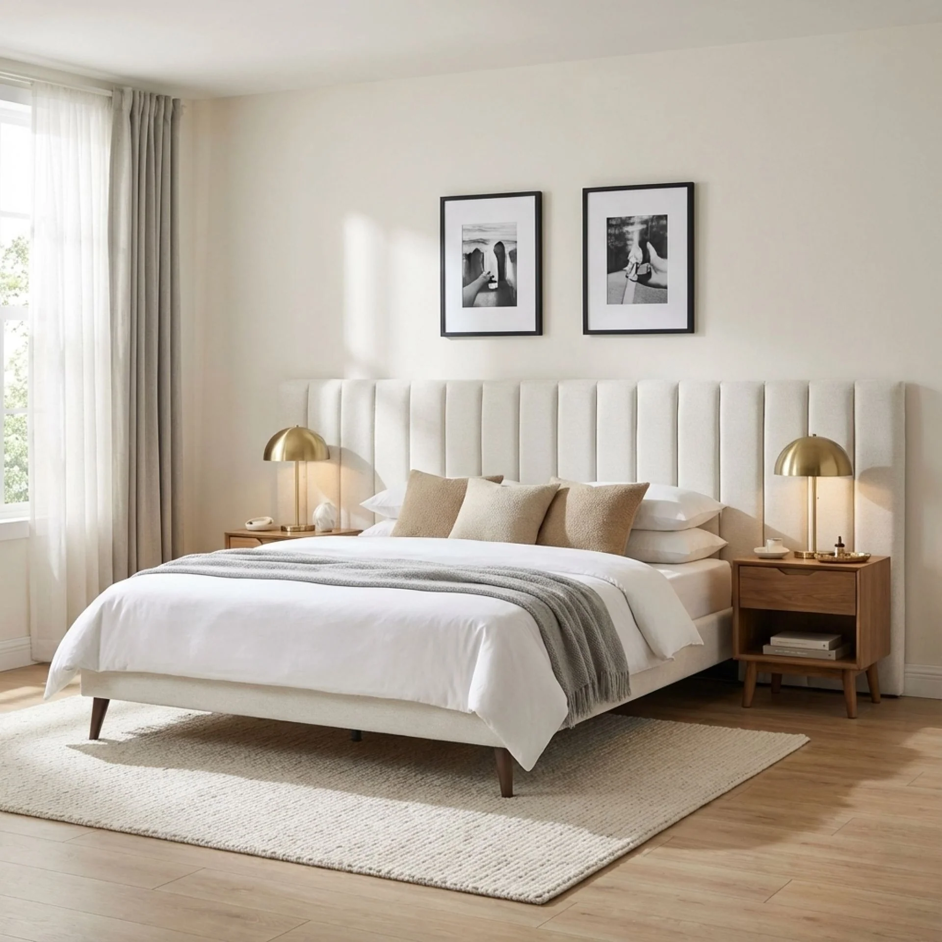 Hamilton Queen Bed Frame - Oat White - Image 3