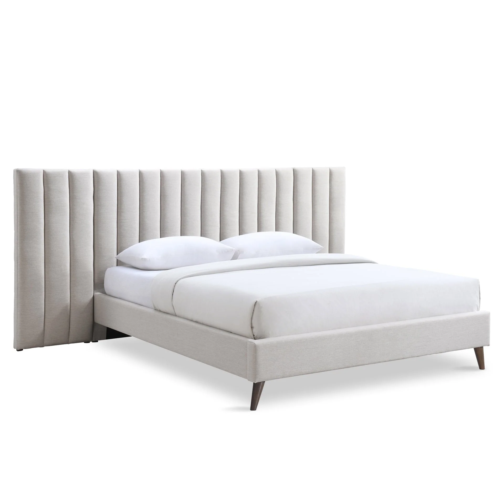Hamilton Queen Bed Frame - Oat White - Image 5
