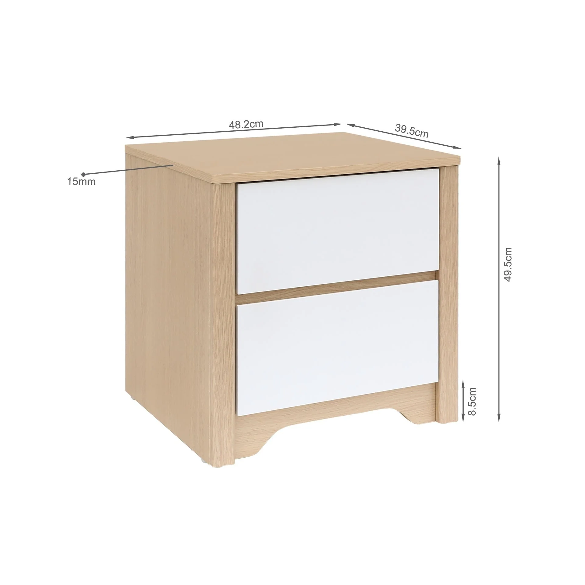 Harlee Bedside Table - Oak + White - Image 9