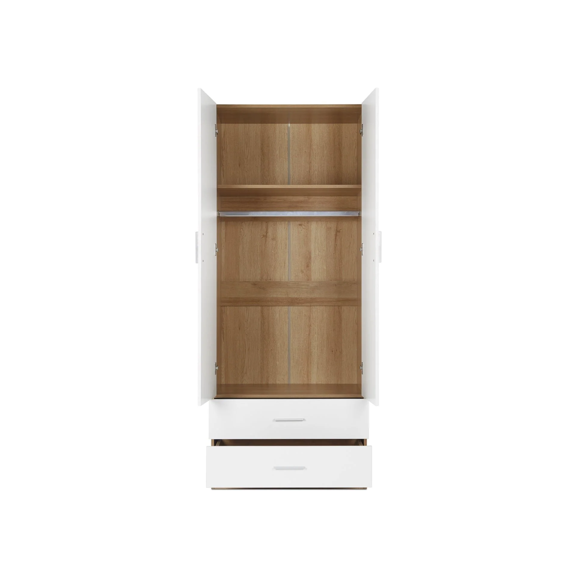 Harris 2 Door Wardrobe with Drawers - Oak + White - Image 8