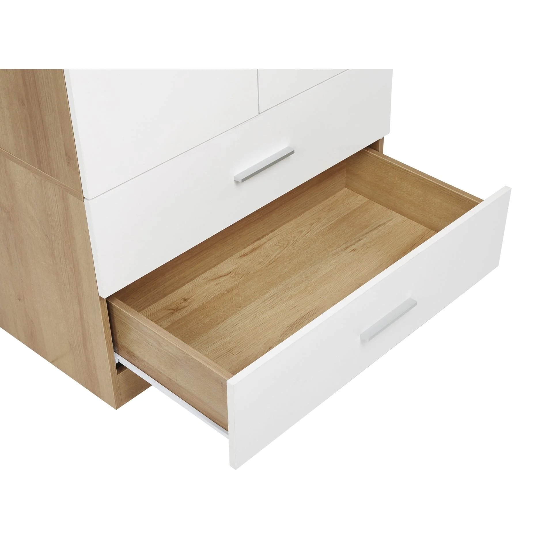 Harris 2 Door Wardrobe with Drawers - Oak + White - Image 9