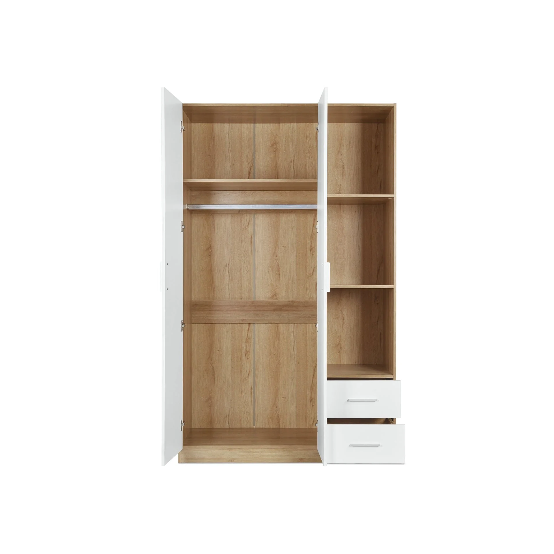 Harris 3 Door Wardrobe with Drawers - Oak + White - Image 12