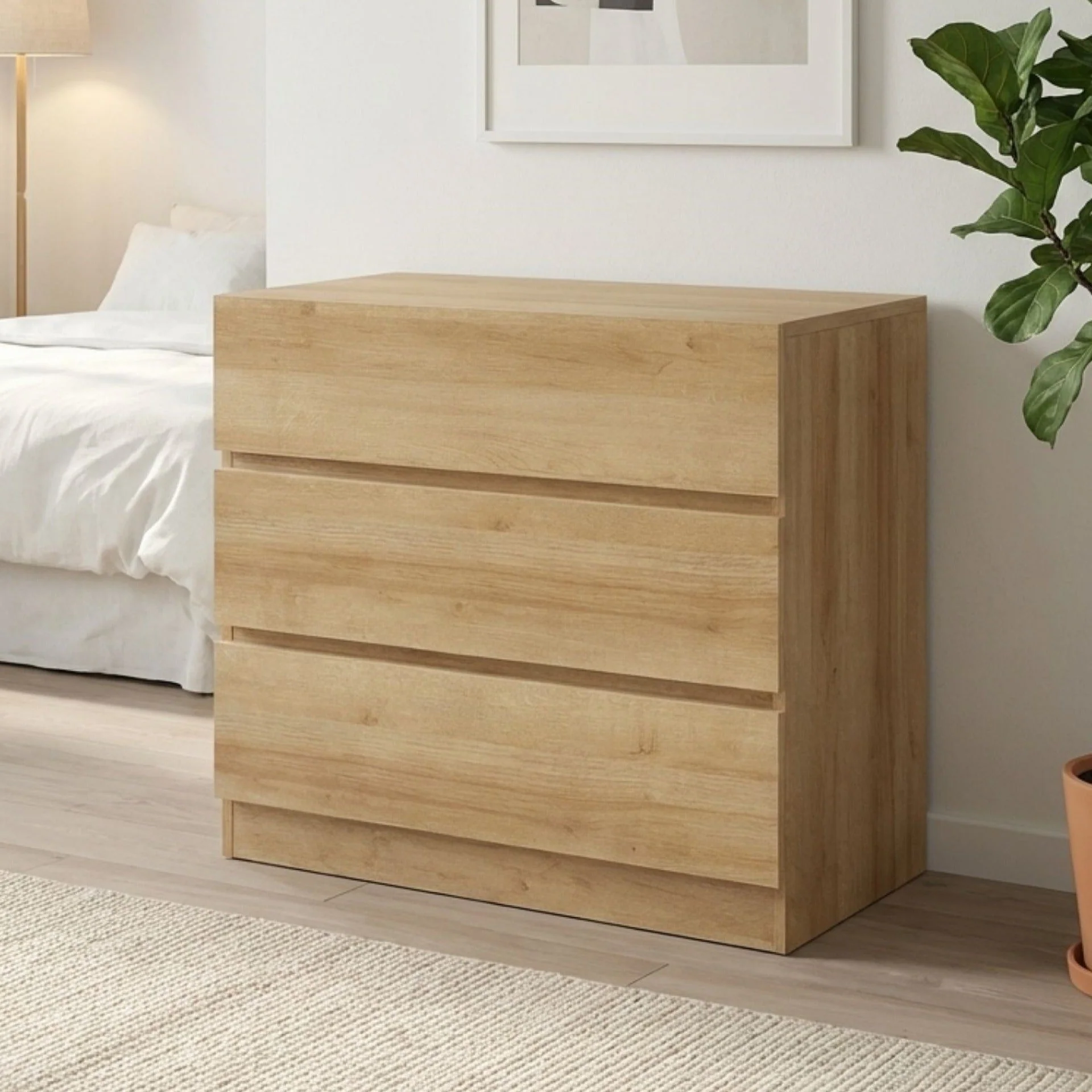 Harris 3 Drawers Tallboy - Oak - Image 3