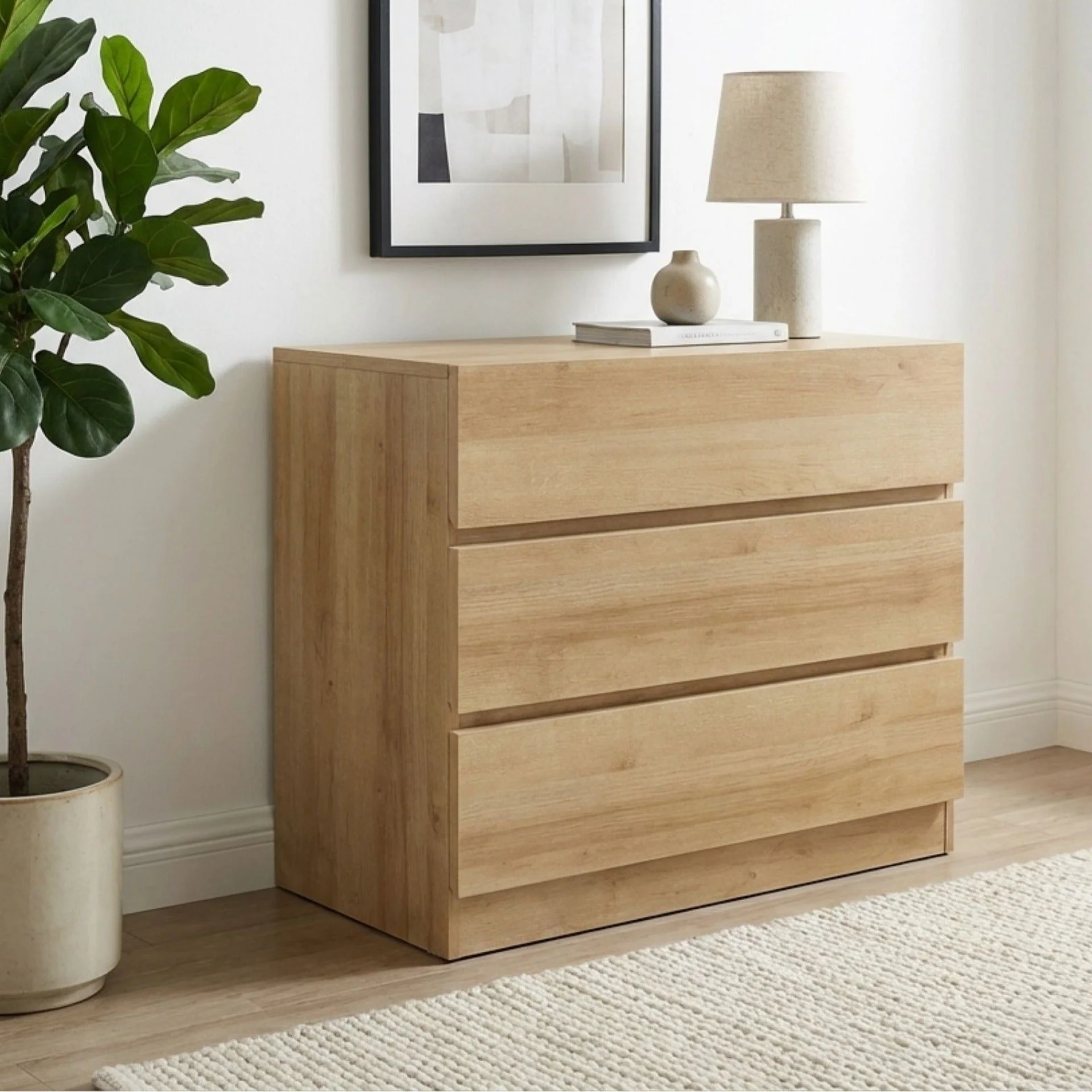 Harris 3 Drawers Tallboy - Oak - Image 6
