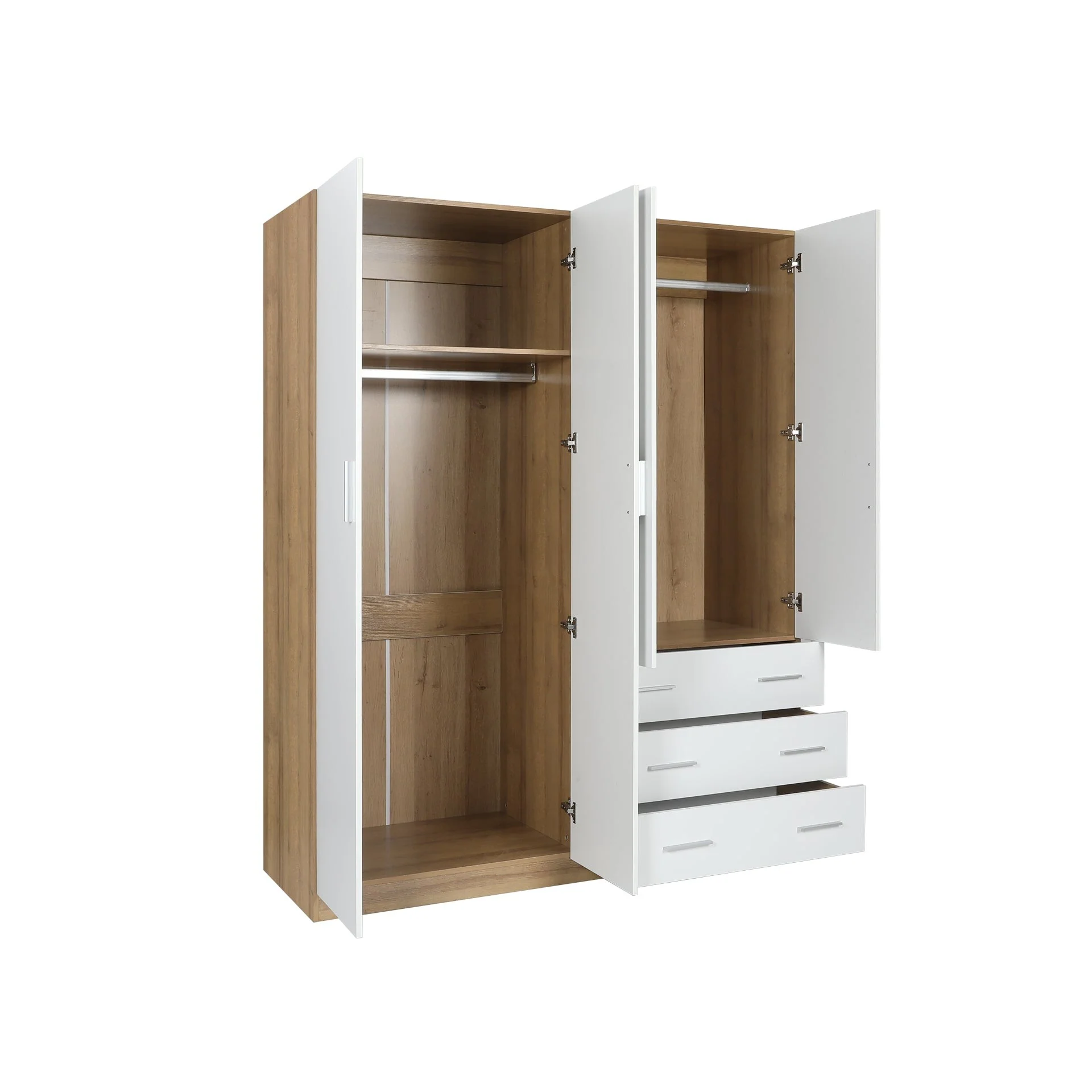 Harris 4 Door Wardrobe with 3 Drawers - Oak + White - Image 8