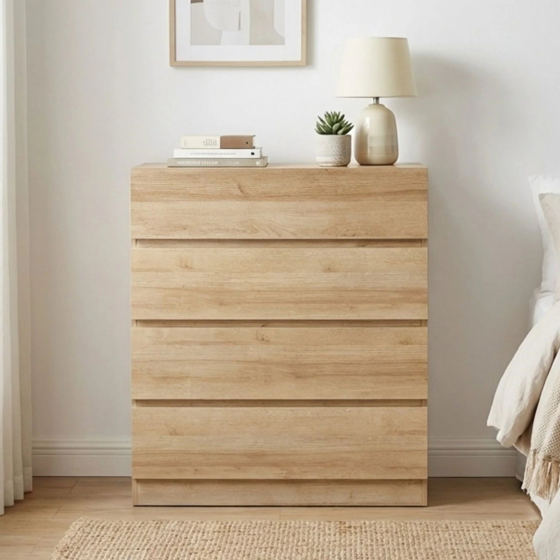 Harris Wooden Tallboy 4 Drawers - Oak - Image 6