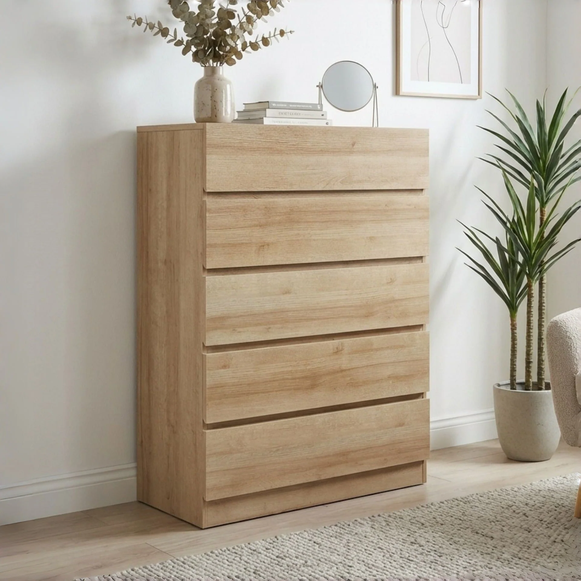 Harris 5 Drawers Tallboy - Oak - Image 3
