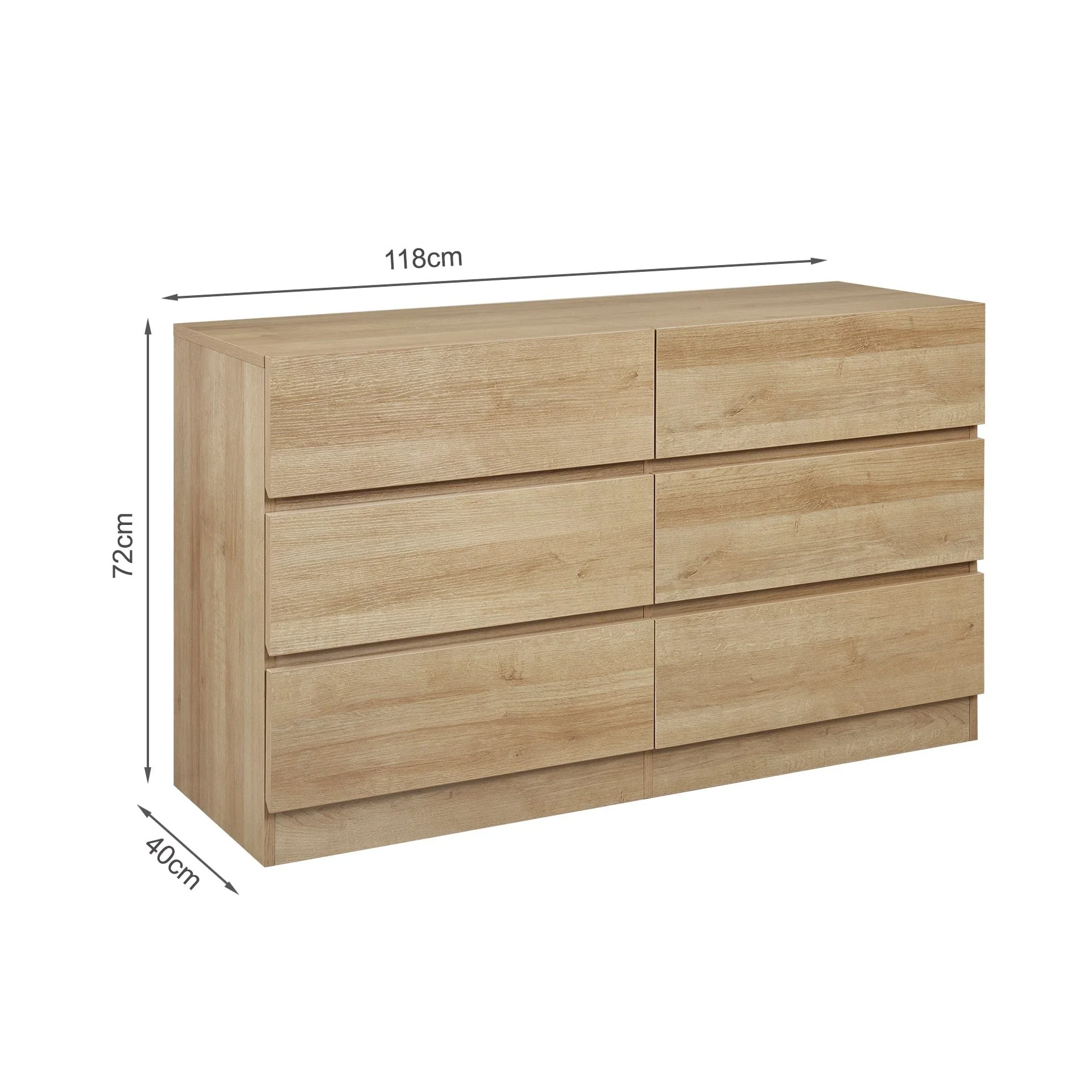 Harris 6 Drawers Low Boy - Oak - Image 14