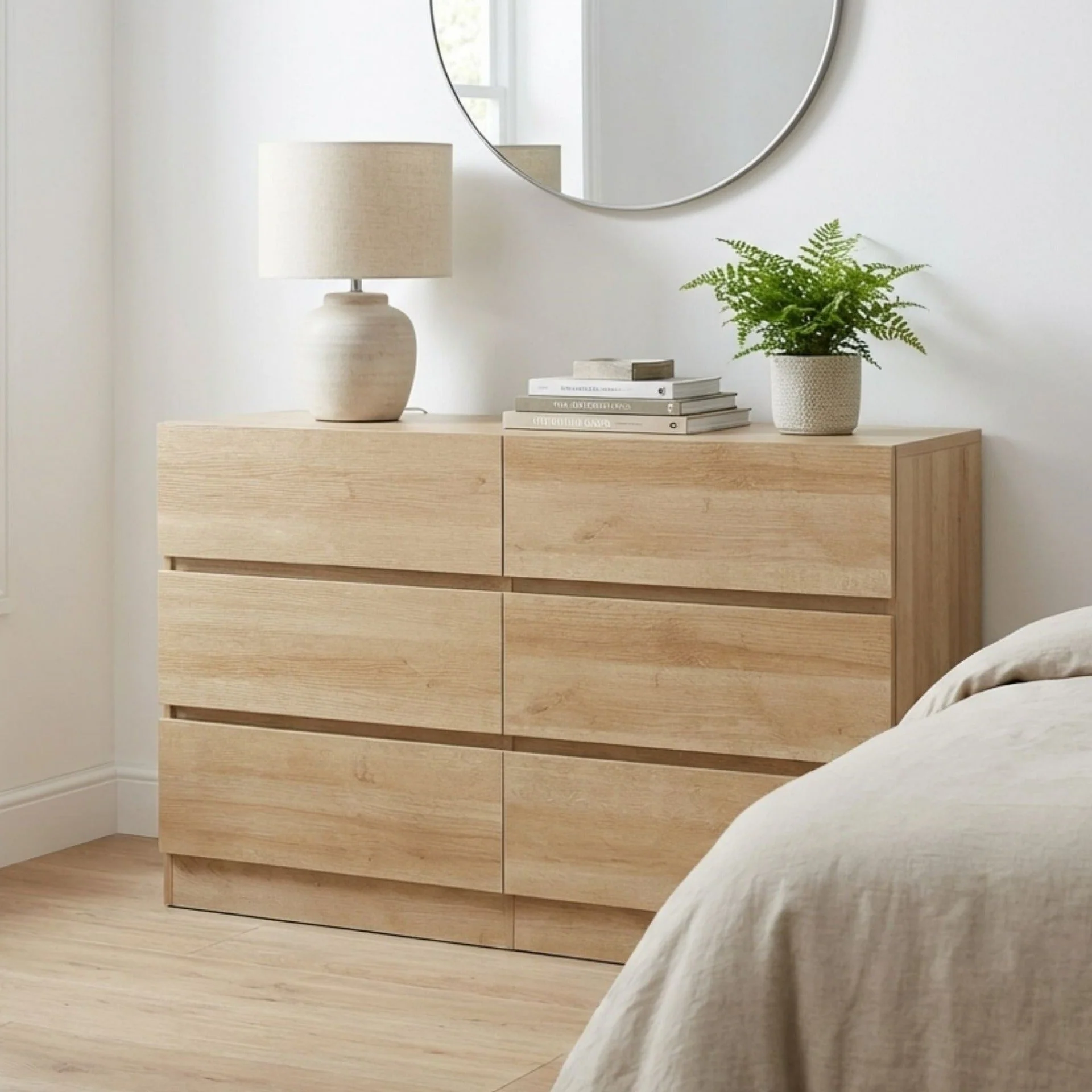 Harris 6 Drawers Low Boy - Oak - Image 3