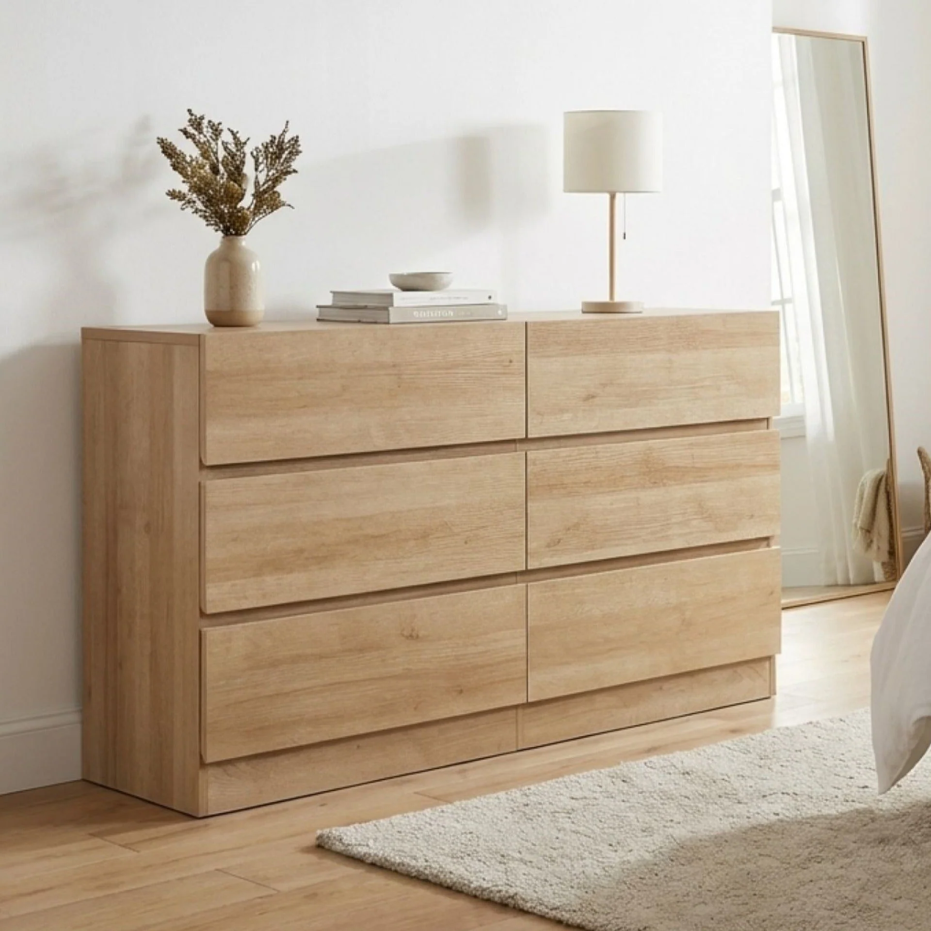 Harris 6 Drawers Low Boy - Oak - Image 4