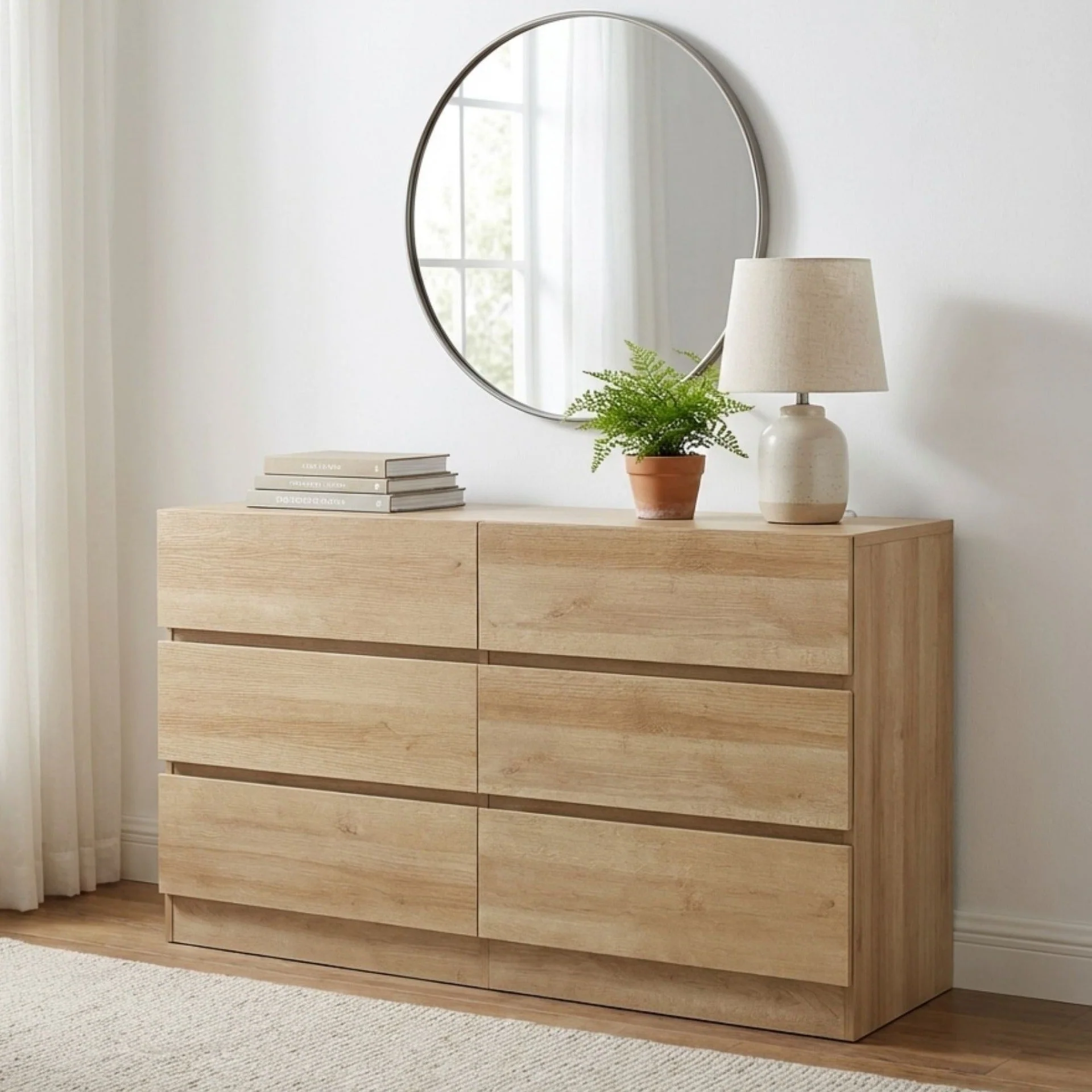 Harris 6 Drawers Low Boy - Oak - Image 6