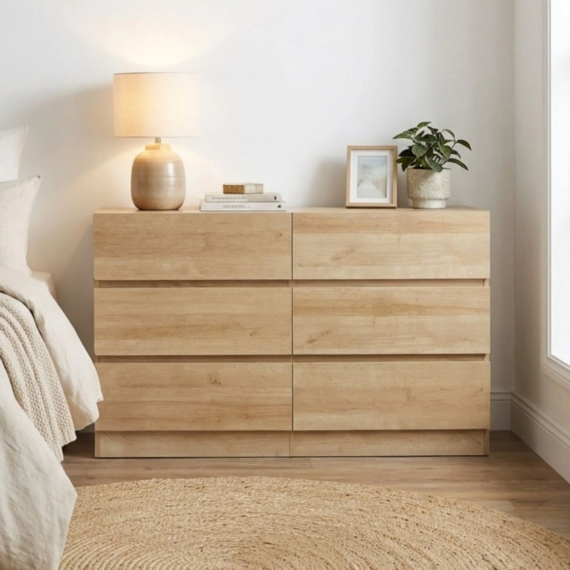 Harris 6 Drawers Low Boy - Oak - Image 7
