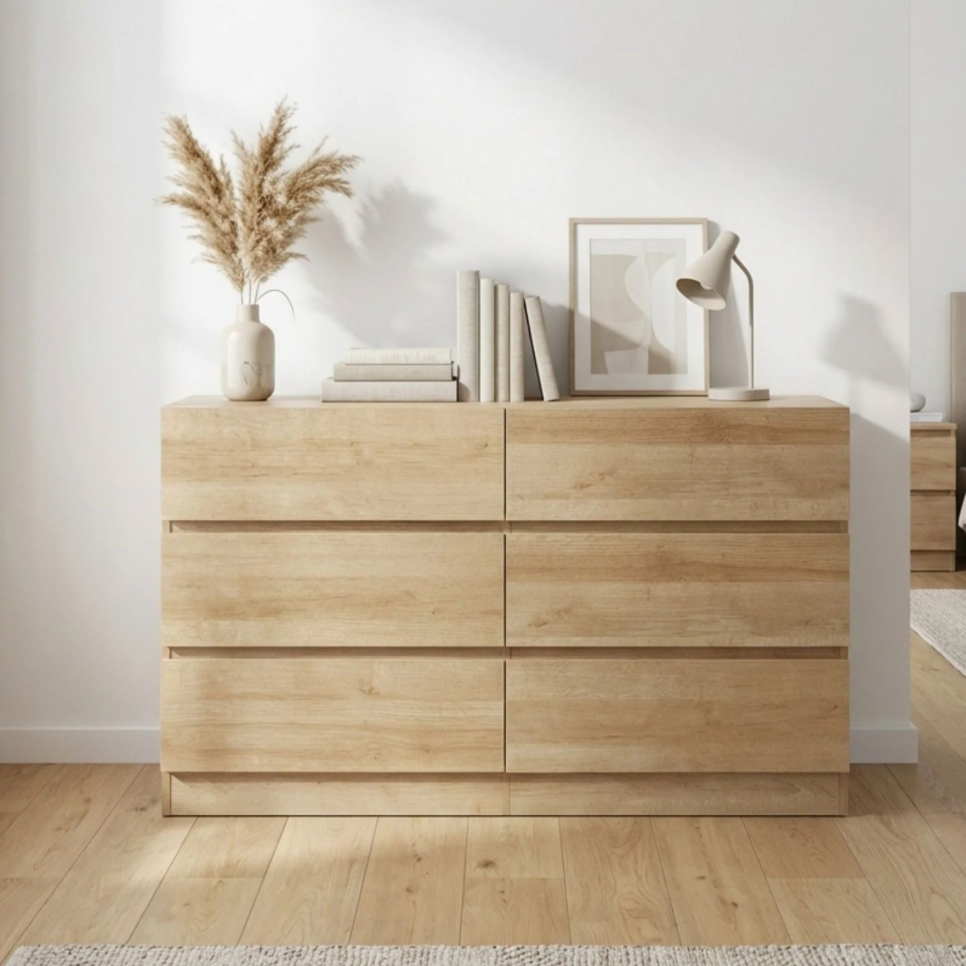 Harris 6 Drawers Low Boy - Oak - Image 8