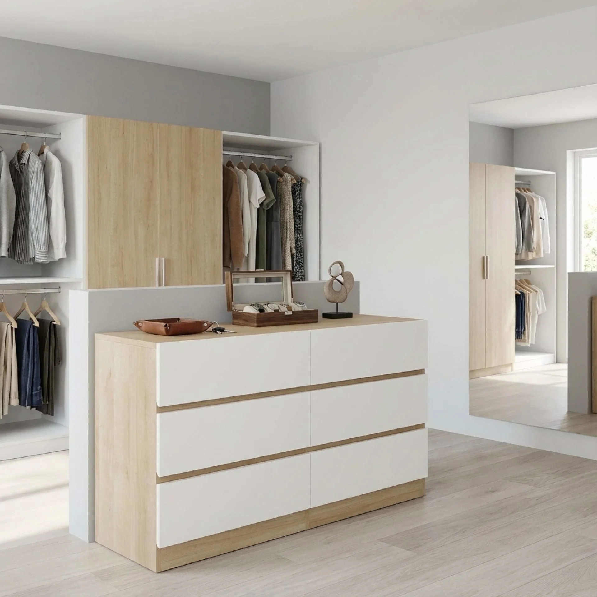 Harris 6 Drawers Low Boy - Oak + White - Image 3