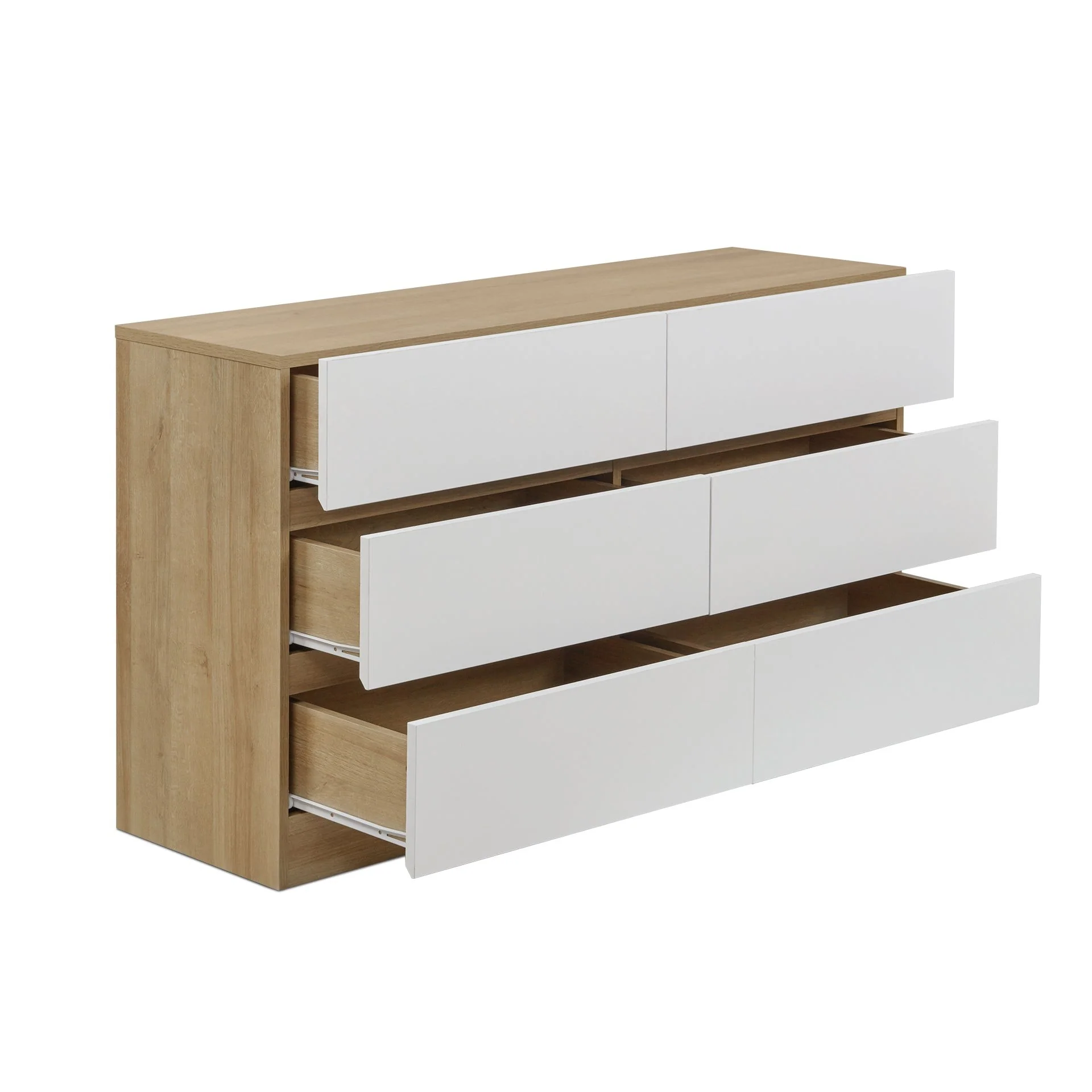 Harris 6 Drawers Low Boy - Oak + White - Image 7