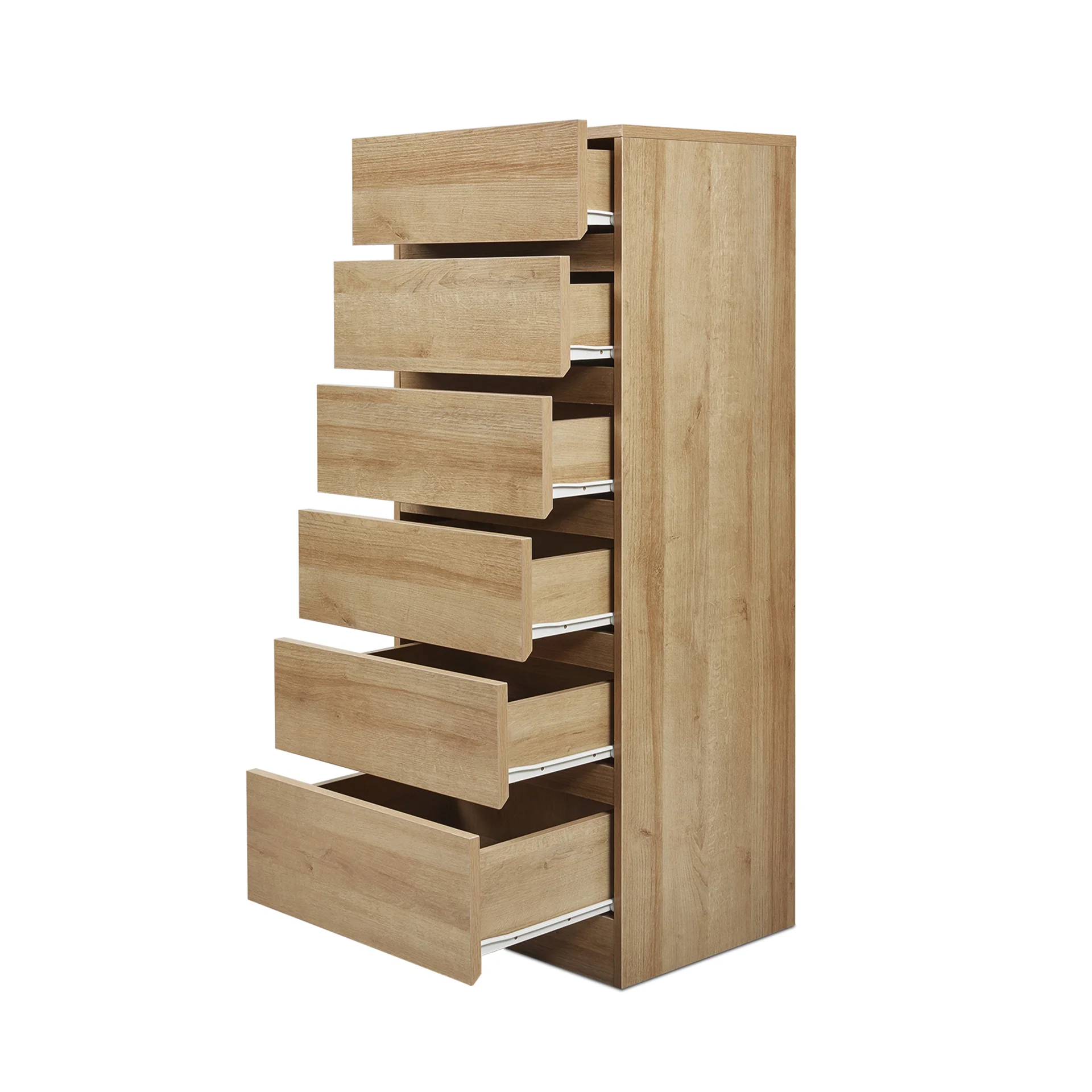Harris 6 Drawers Slim Tallboy - Oak - Image 10