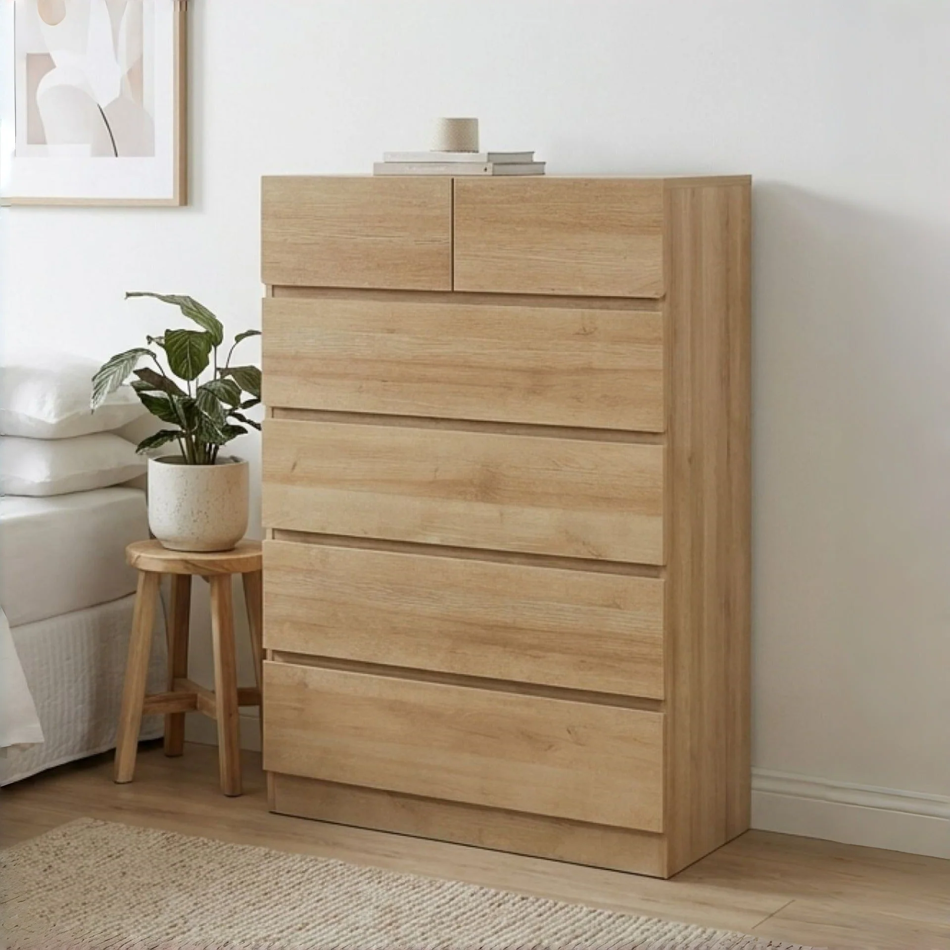 Harris 6 Drawers Tallboy - Oak - Image 2