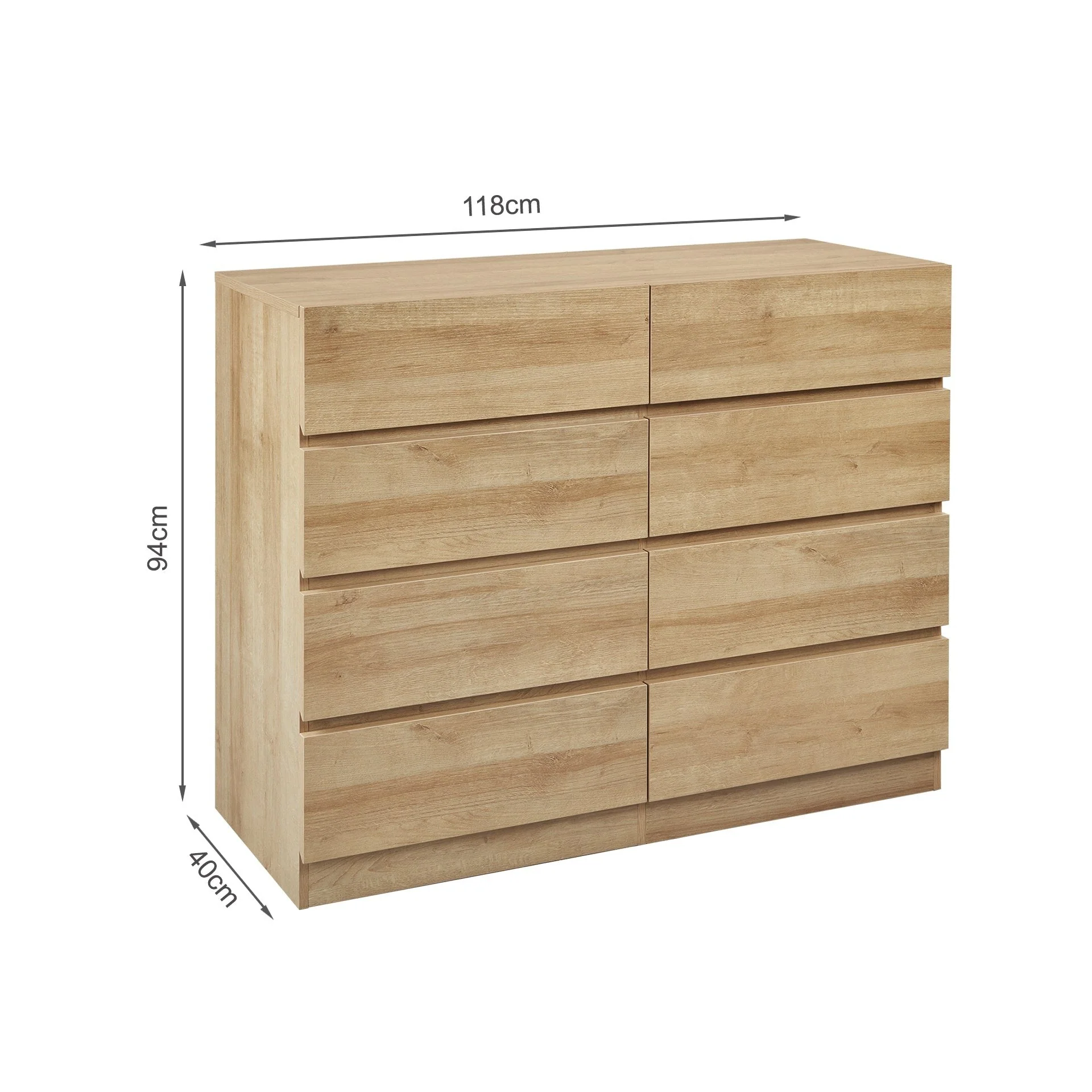 Harris 8 Drawers Low Boy - Oak - Image 14