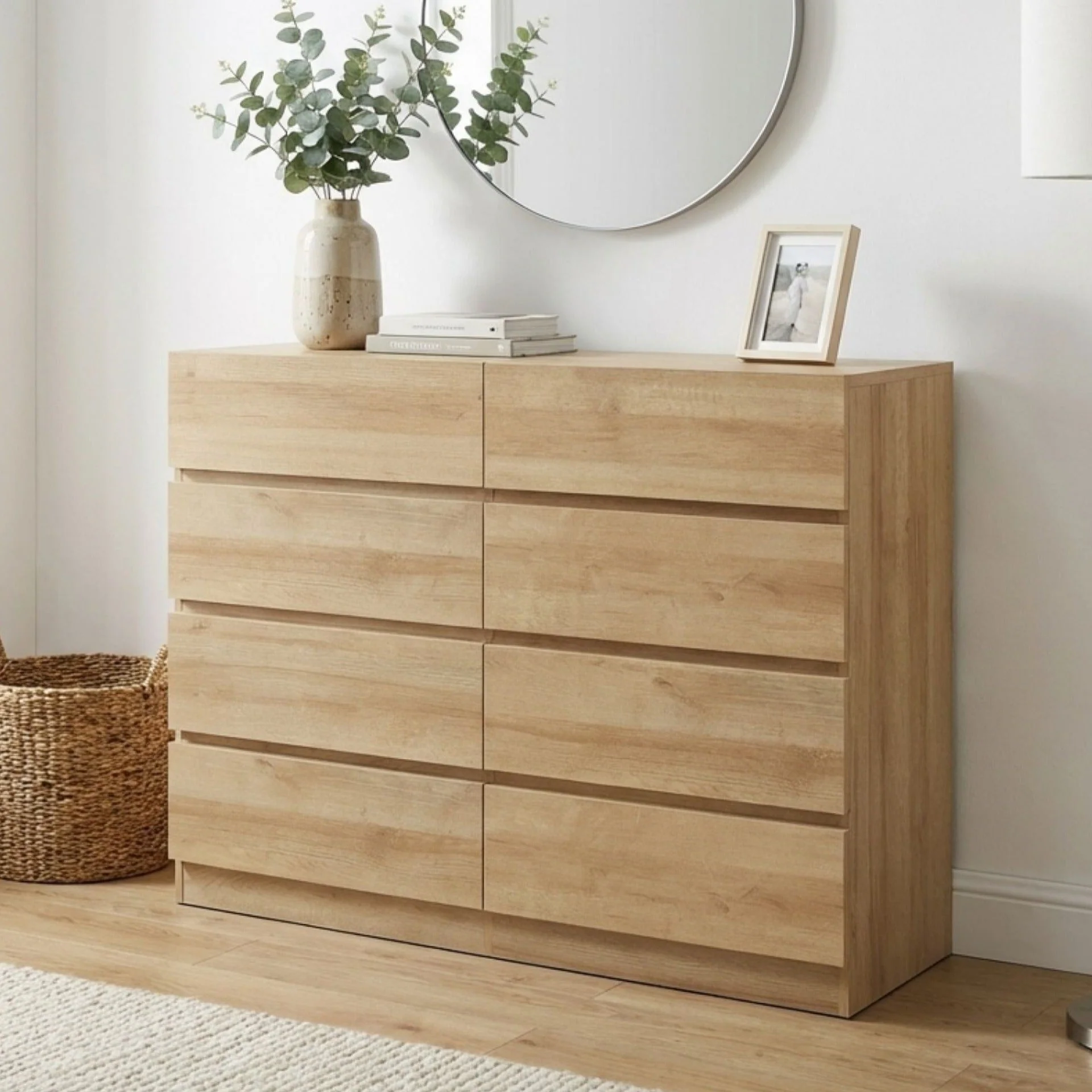 Harris 8 Drawers Low Boy - Oak - Image 6