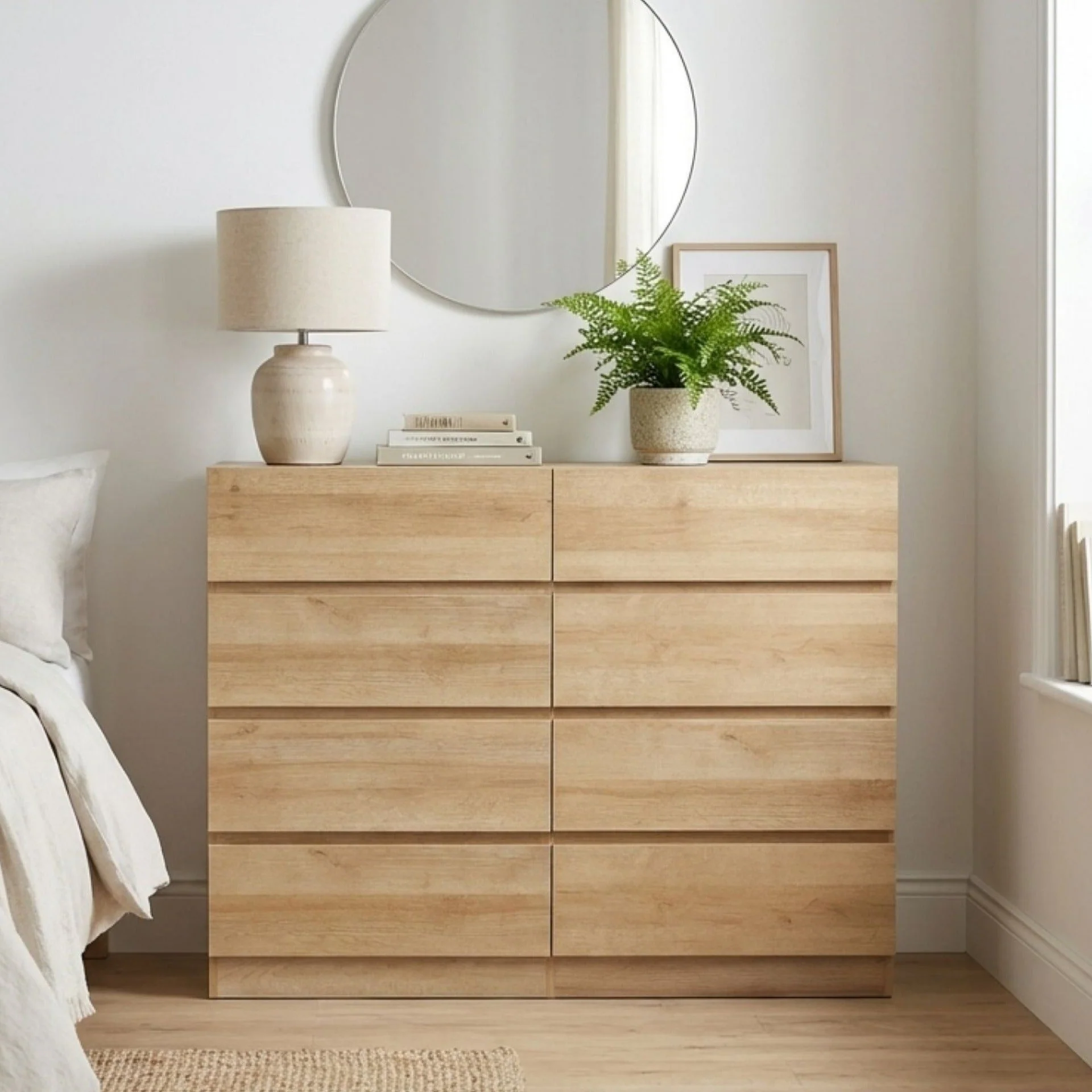Harris 8 Drawers Low Boy - Oak - Image 8