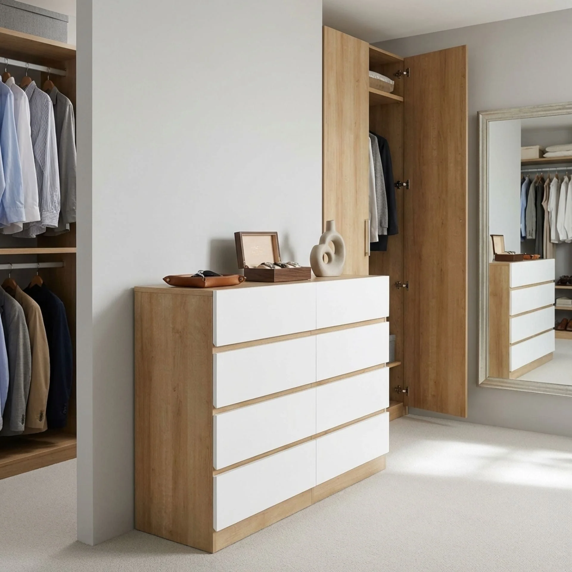 Harris 8 Drawers Low Boy - Oak + White - Image 3
