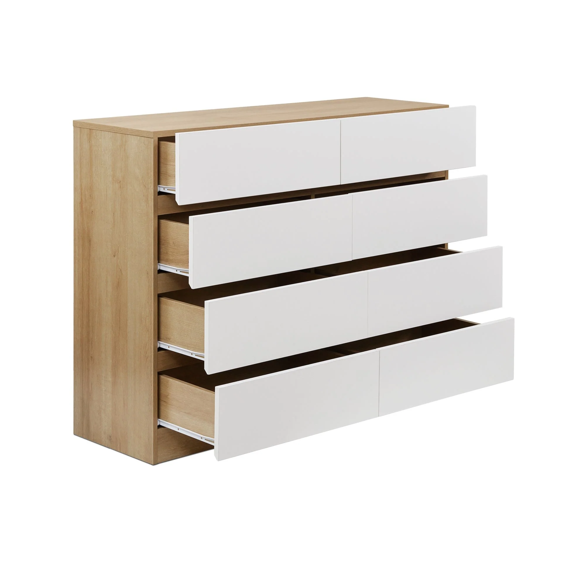 Harris 8 Drawers Low Boy - Oak + White - Image 7