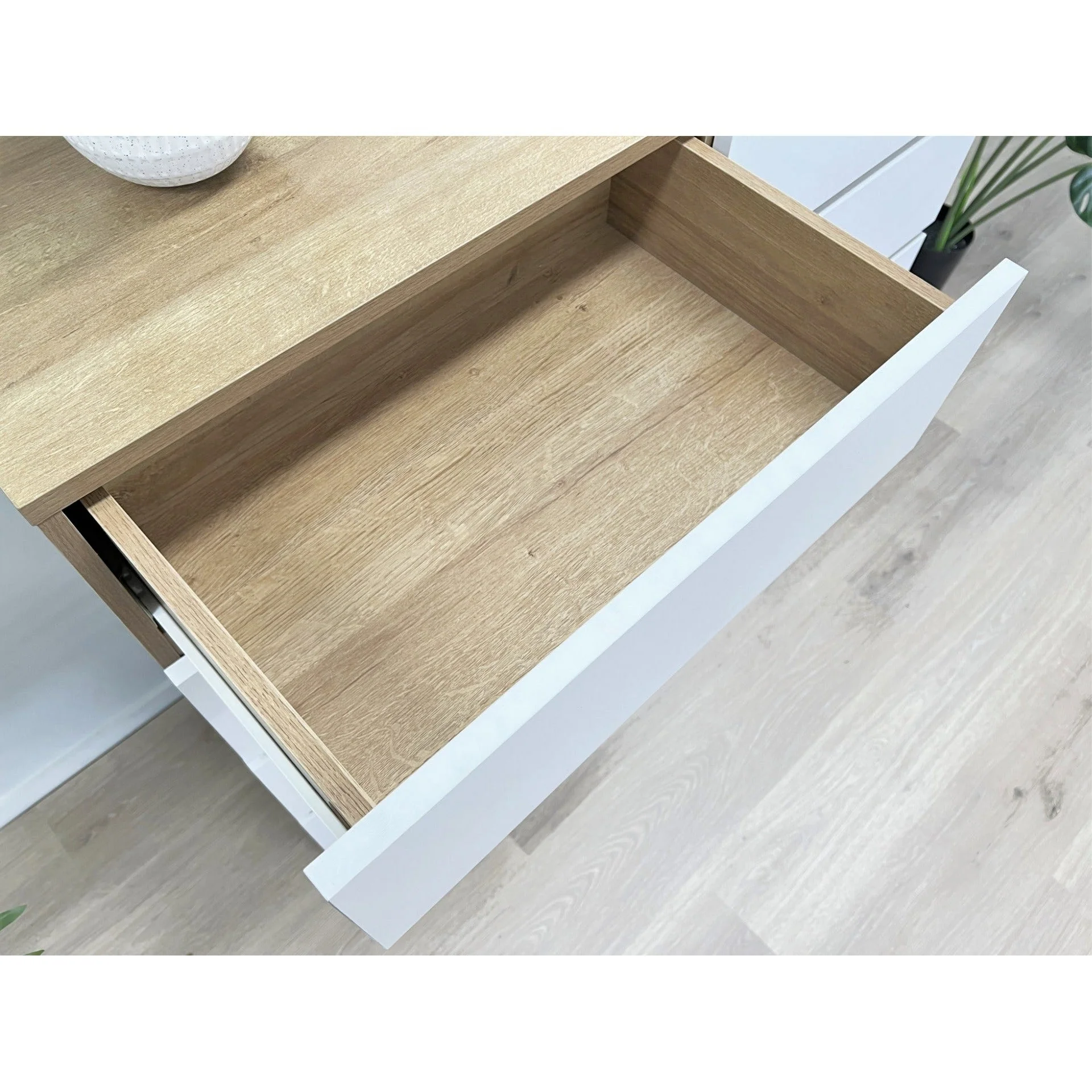 Harris 8 Drawers Low Boy - Oak + White - Image 8