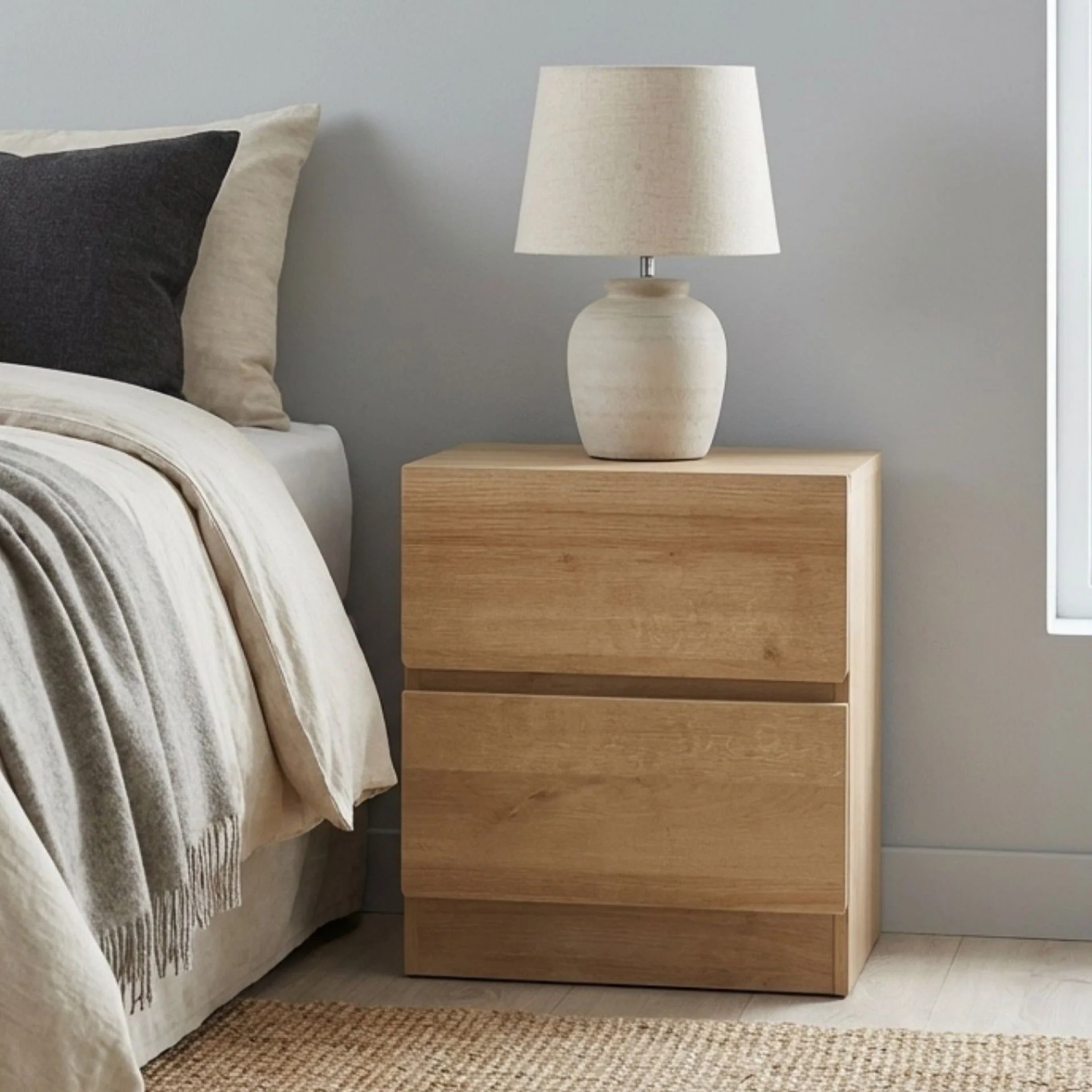 Harris Wooden Bedside Table - Oak - Image 6