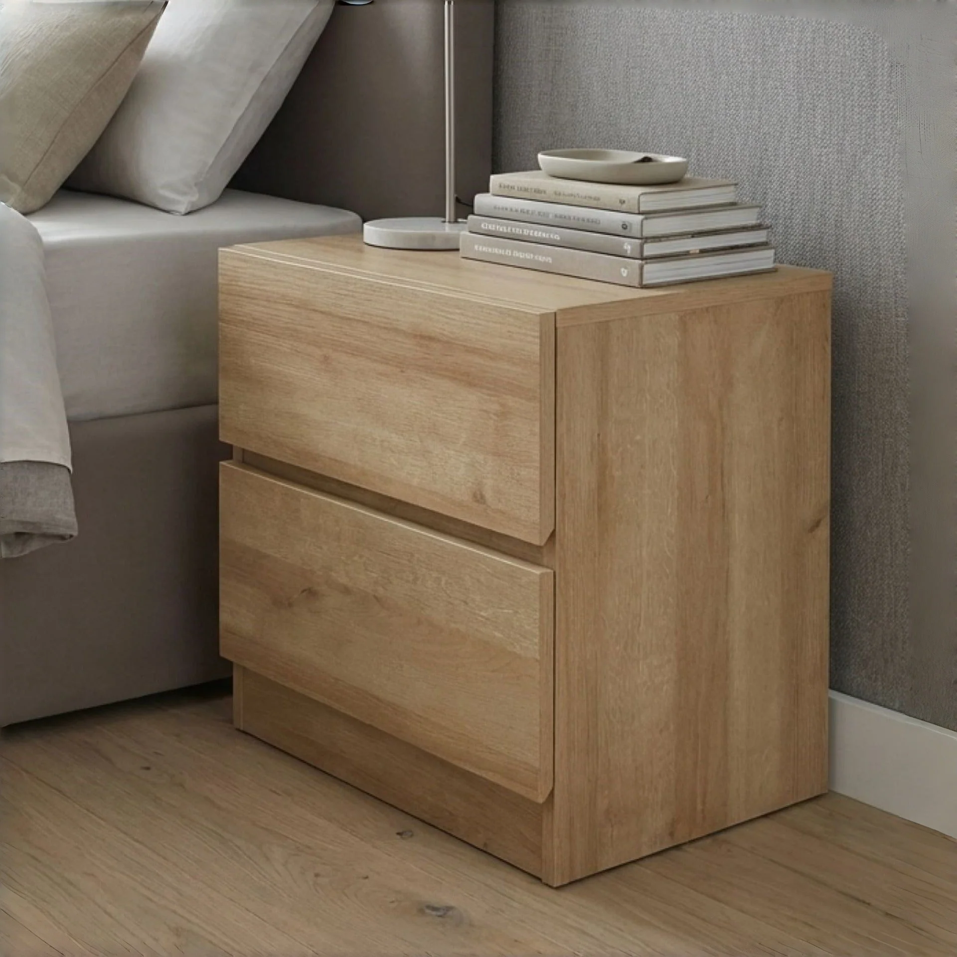 Harris Wooden Bedside Table - Oak - Image 7