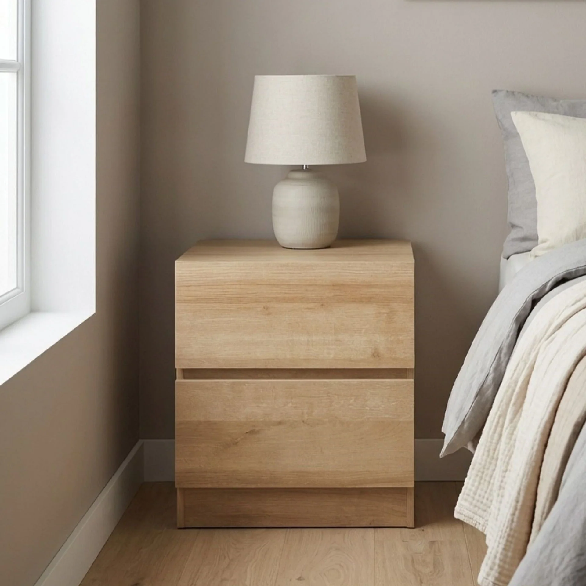 Harris Wooden Bedside Table - Oak - Image 8